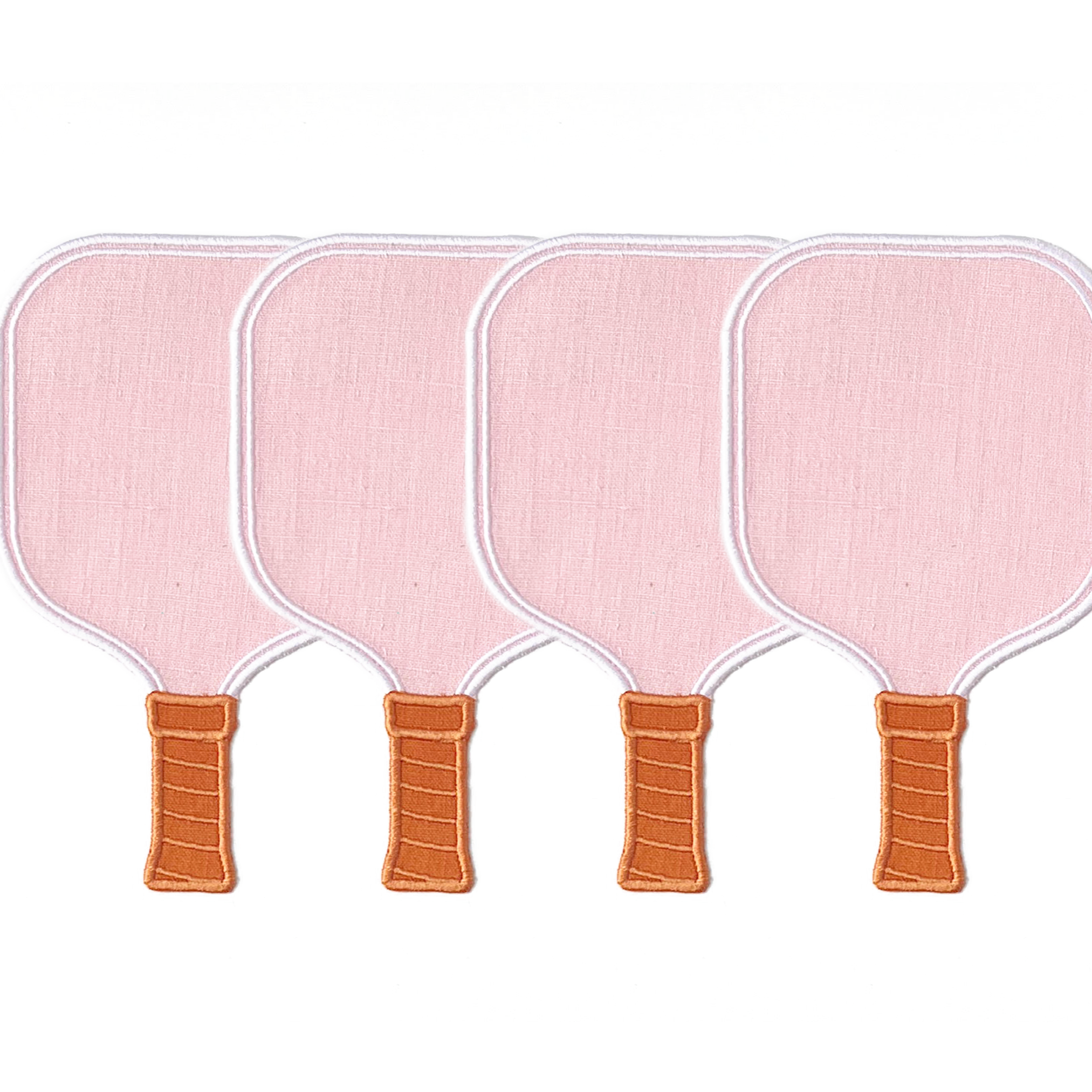 Pink Pickleball Paddle Linen Cocktail Napkins, S/4