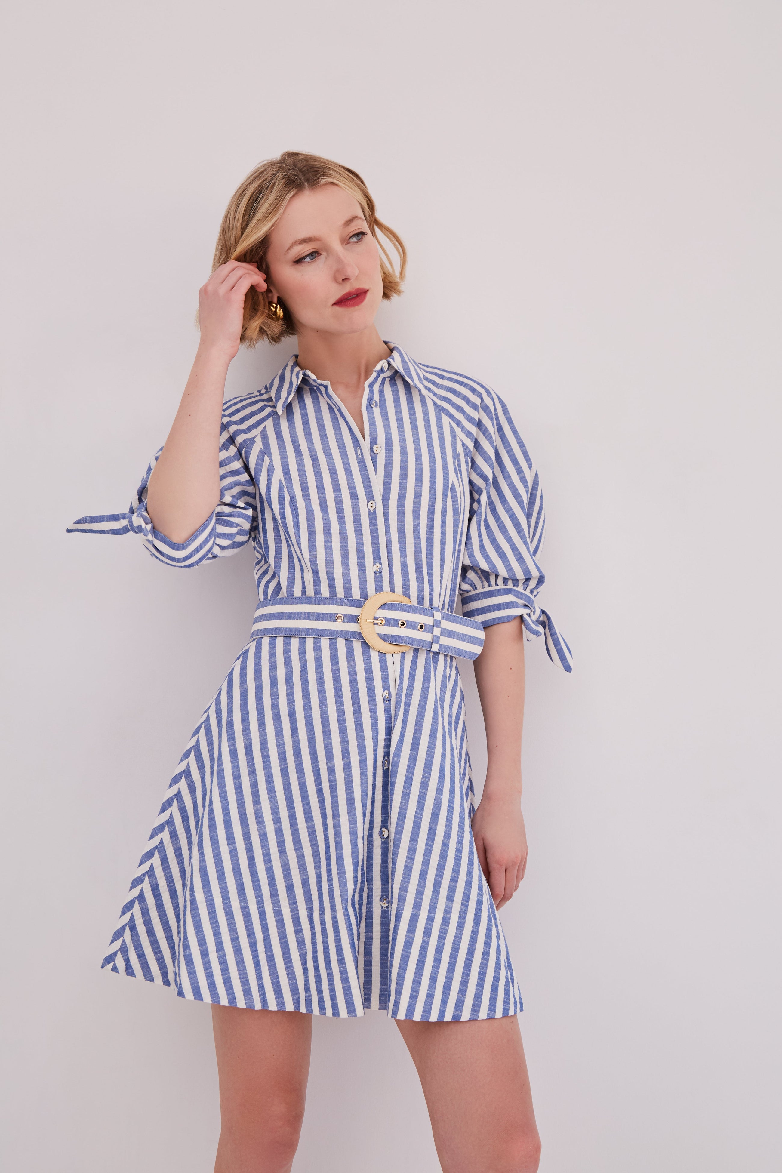 Caro Seersucker Mini Dress by Cara Cara