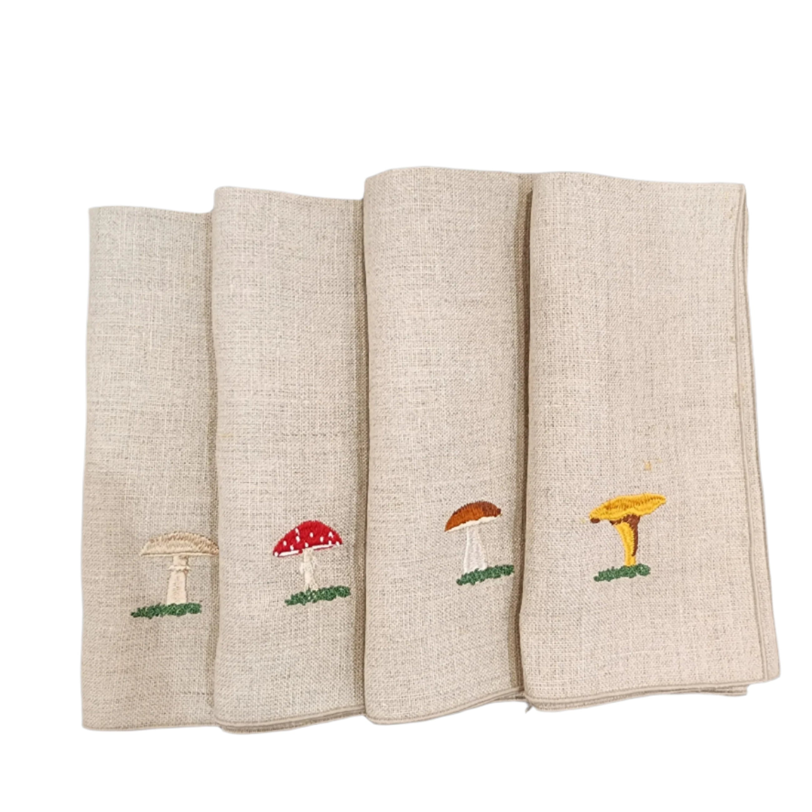 Set of 4 Mushroom Napkins, Natural