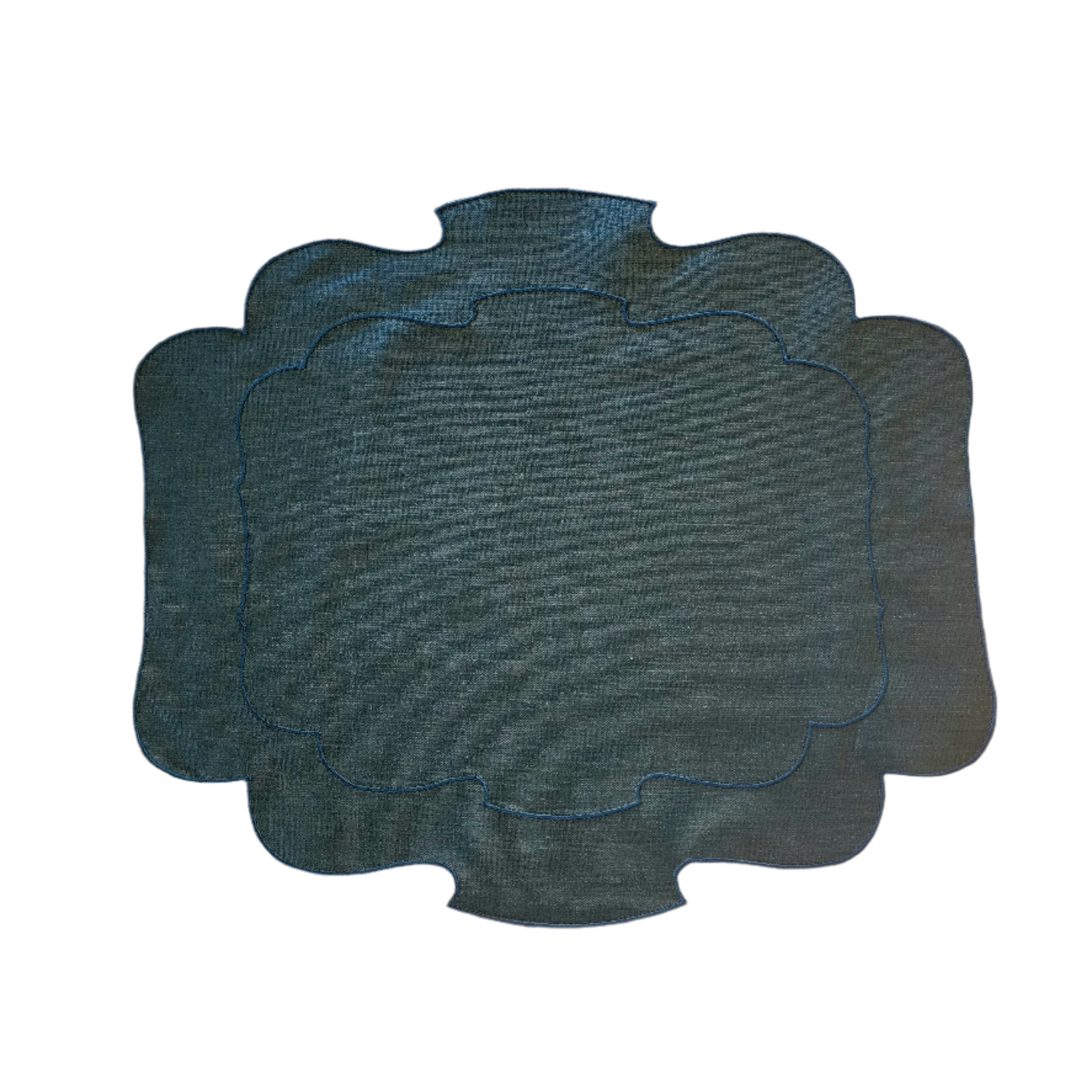 Blake Waxed Linen Placemat, Dark Green/Dark Green