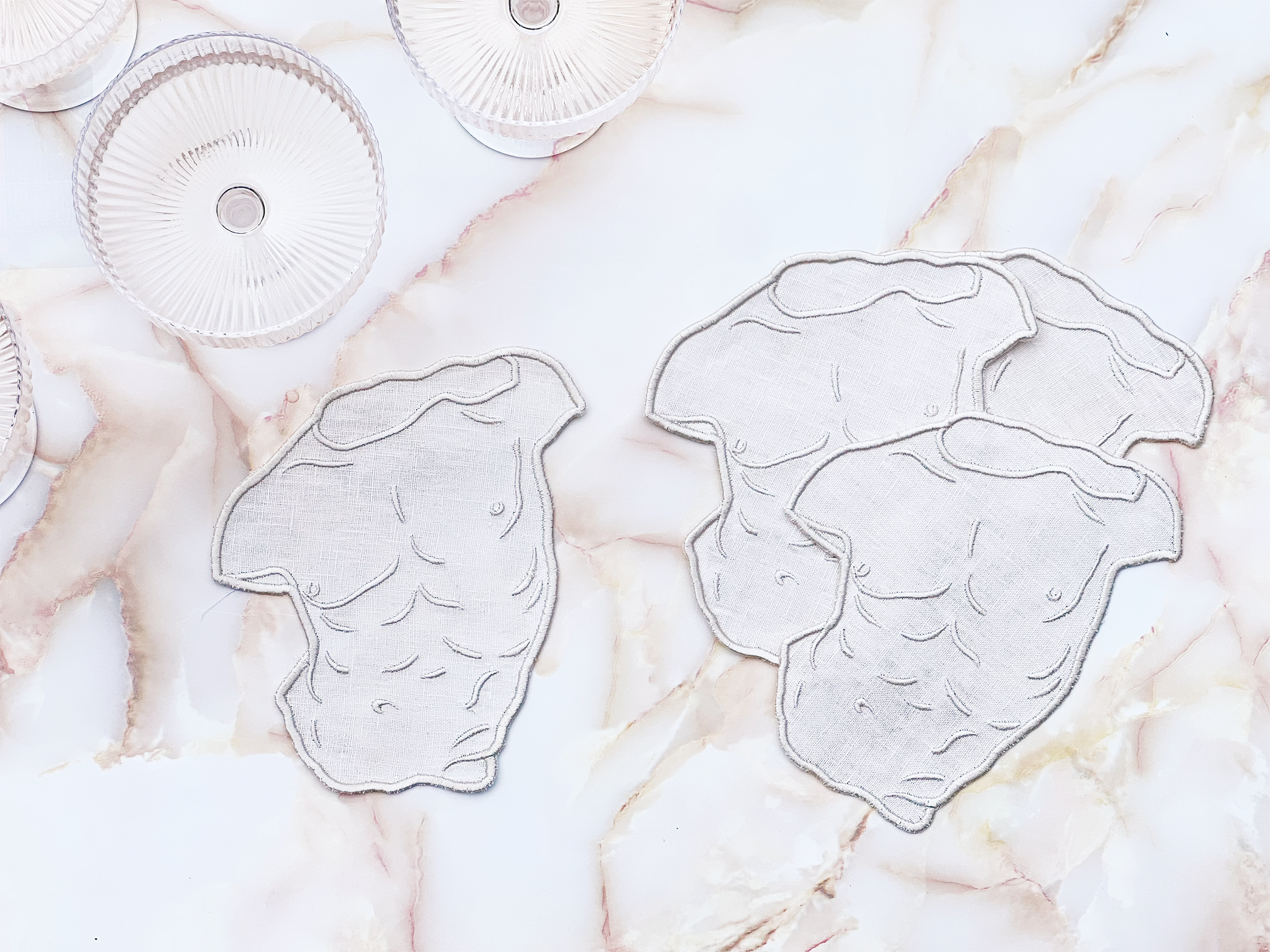 Greek Sculpture Linen Cocktail Napkins, Set of 4