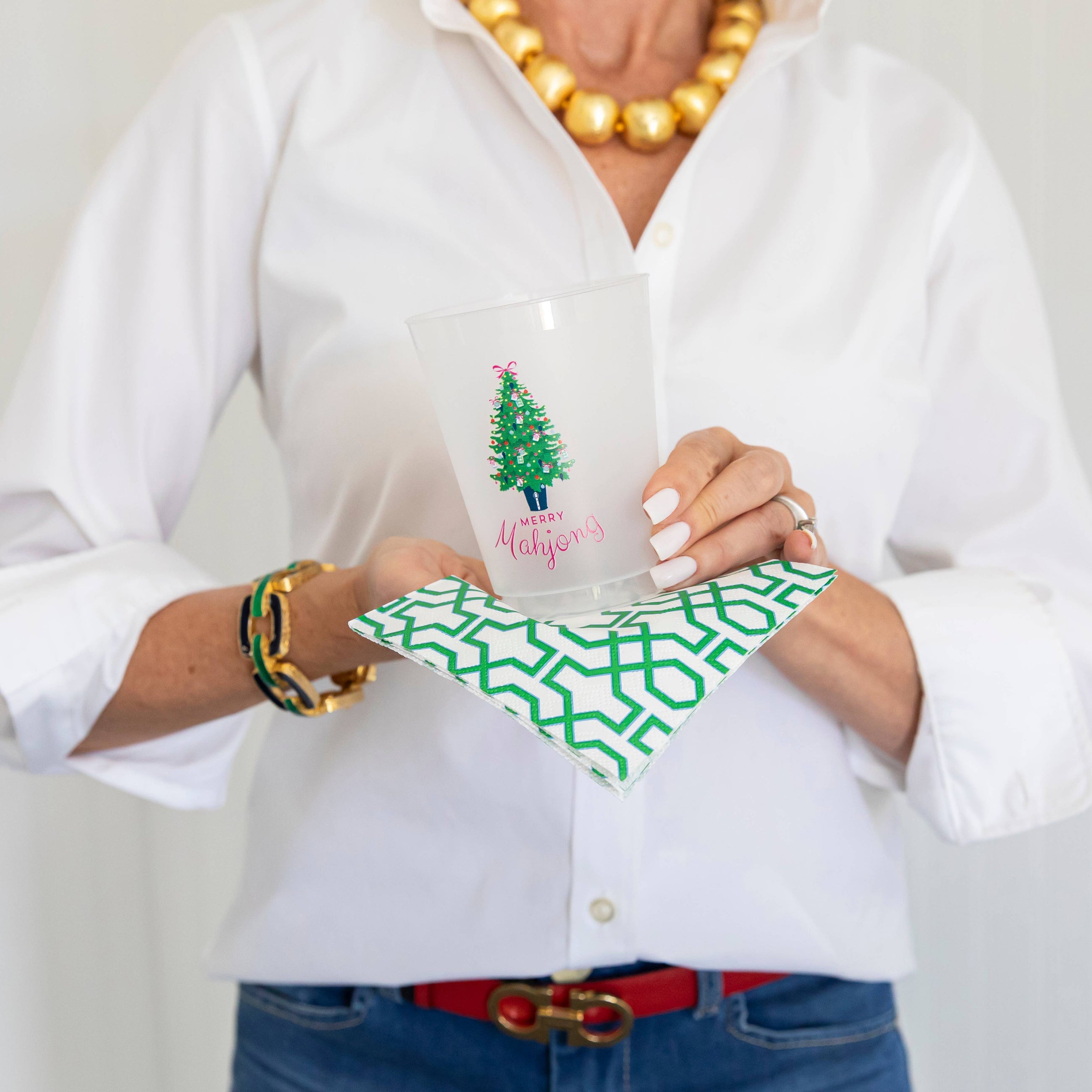 Merry Mahjong Christmas Shatterproof Cups