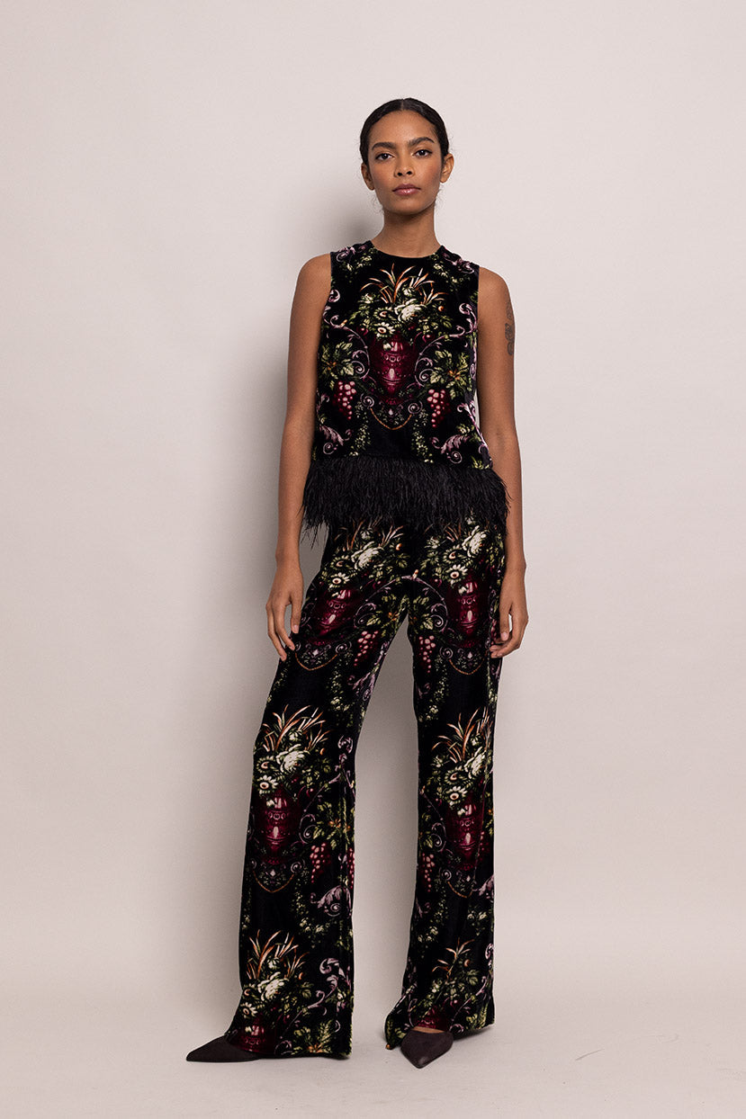 Cara Cara Firenze Pants, Black Fleur