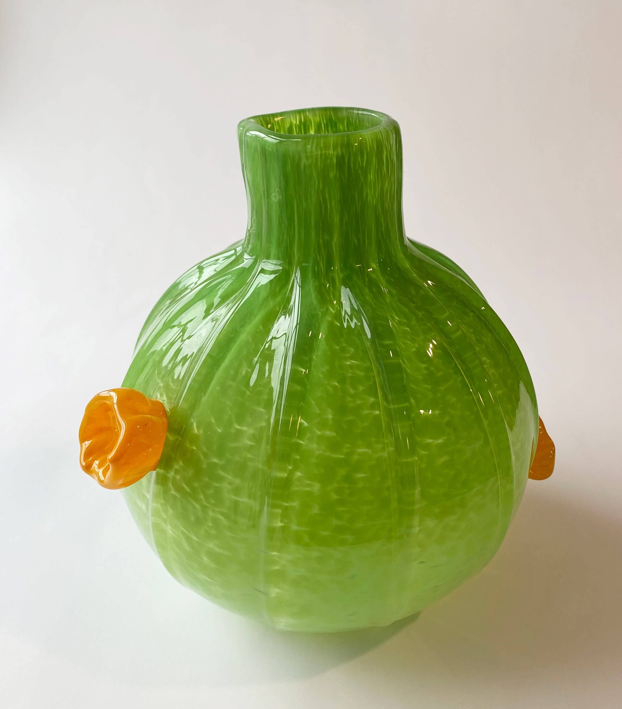 Handblown Cactus Pitcher, Yellow