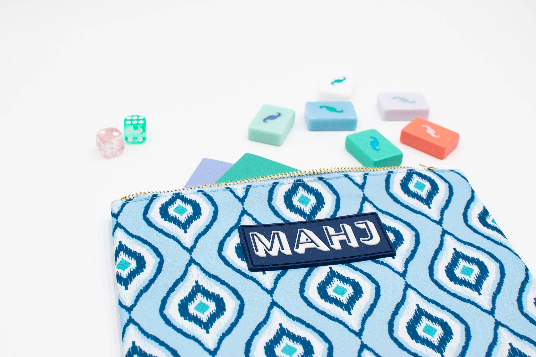 Mahj Card & Accessory Bag, IKAT Blue