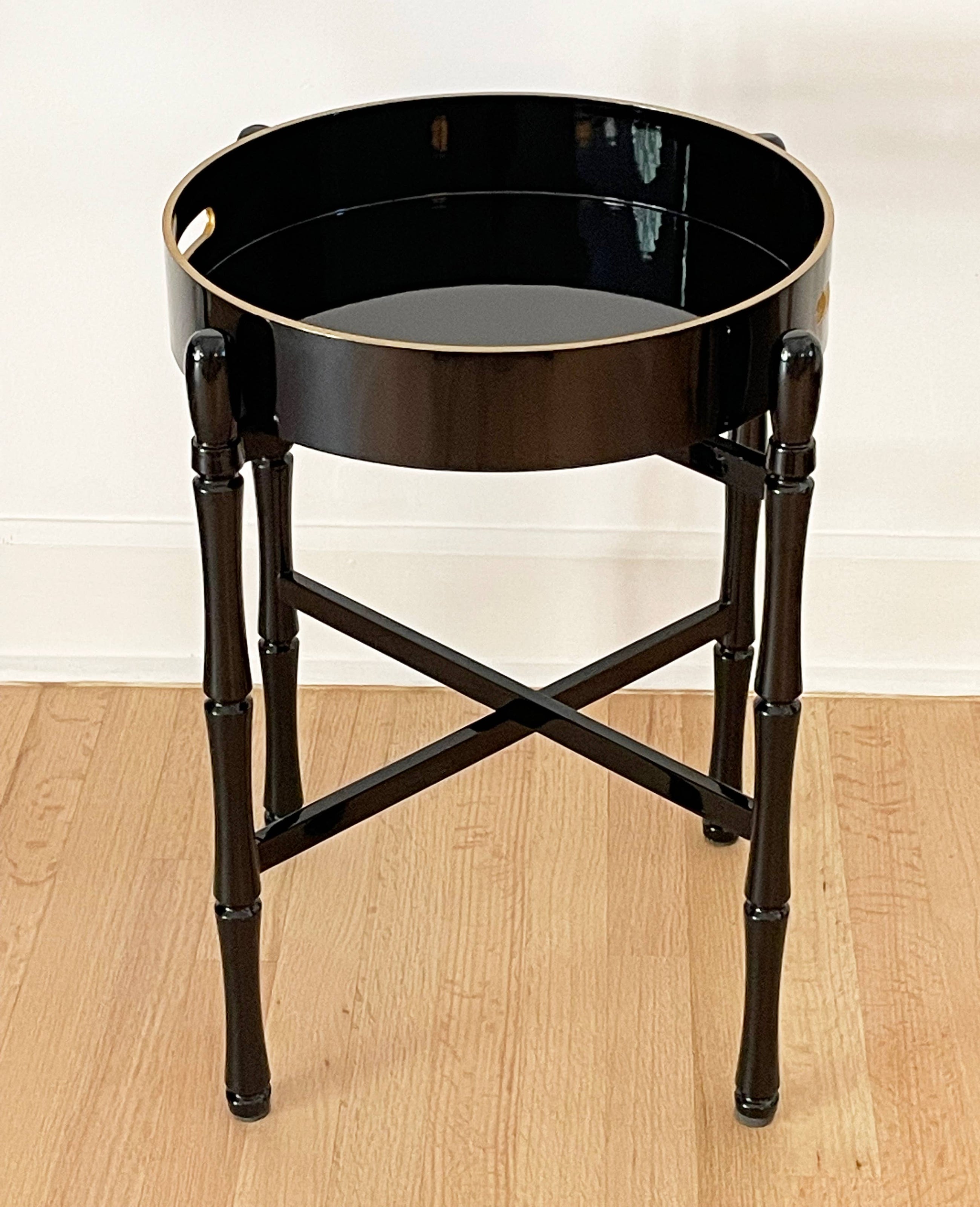 Black Round Lacquer Tray Table
