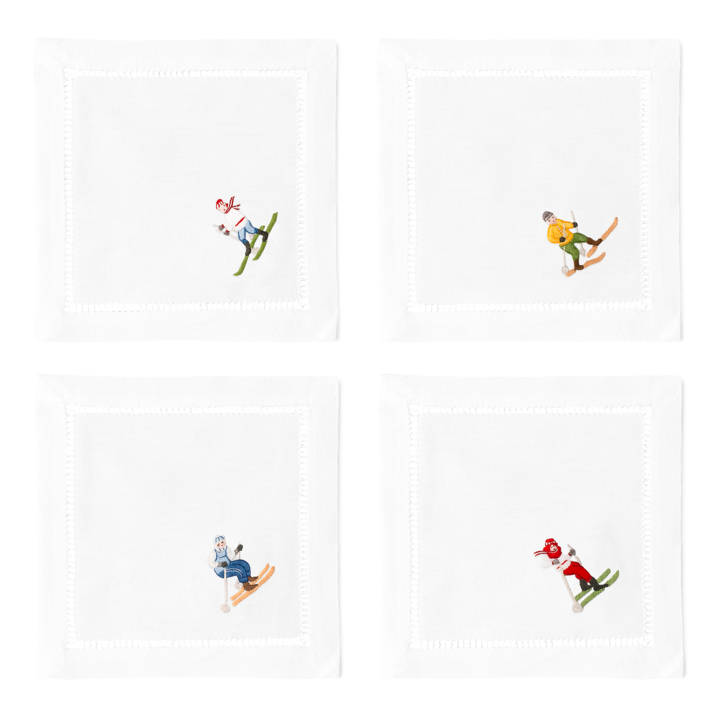Skiers Cocktail Napkins | Mixed Set of 4