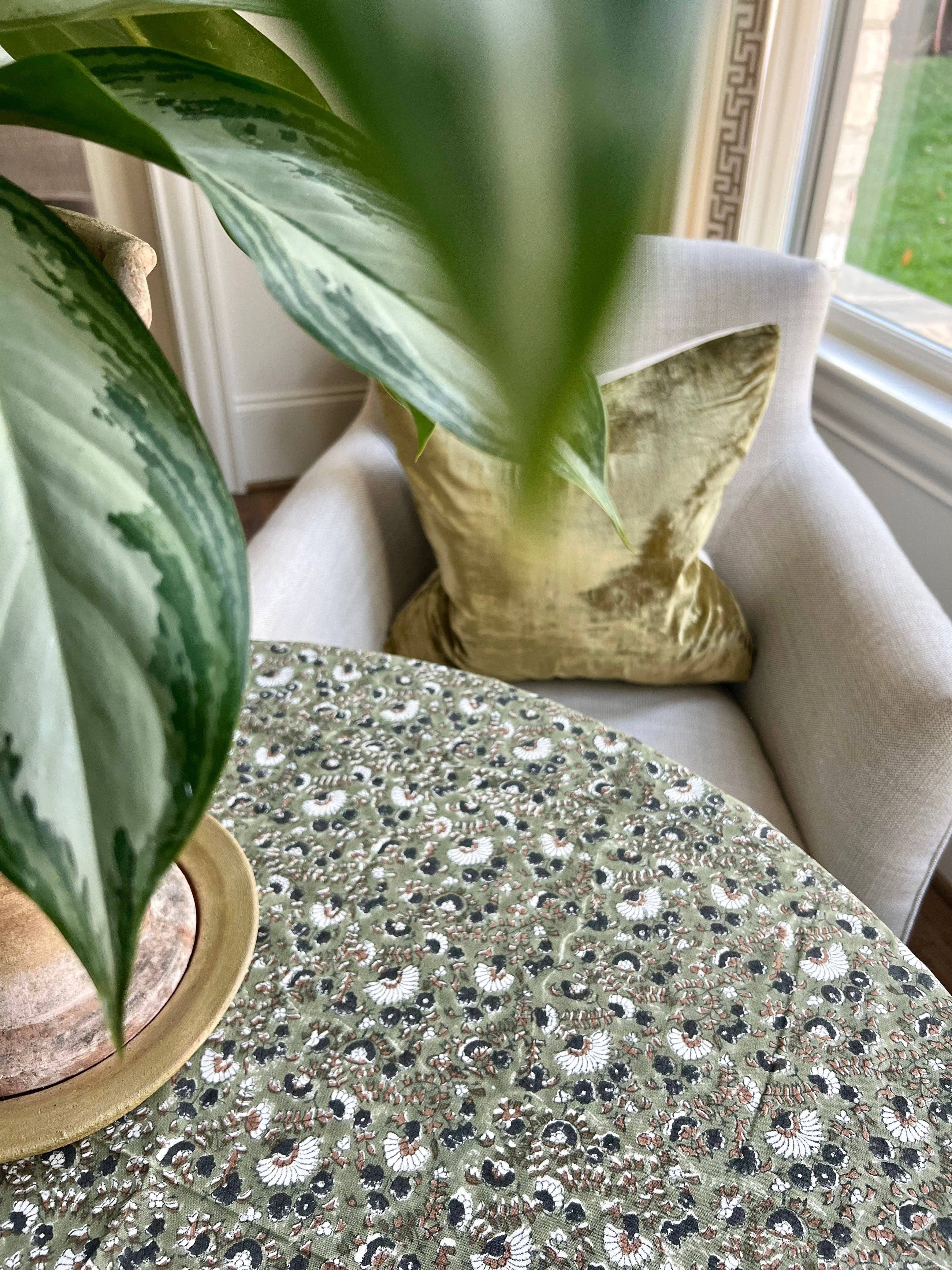 Olive Green Florets 120" Round