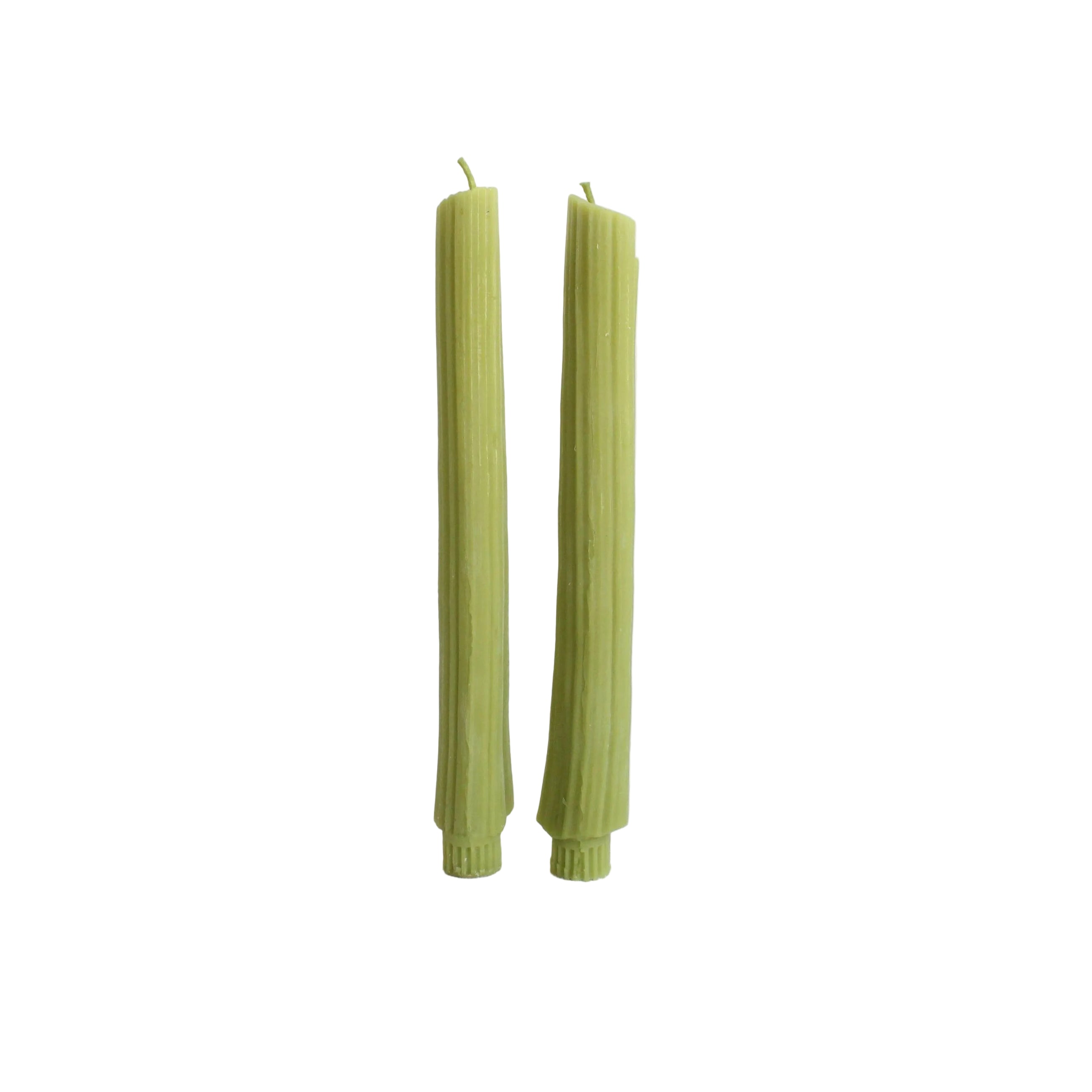 Celery Beeswax Candles, Pair