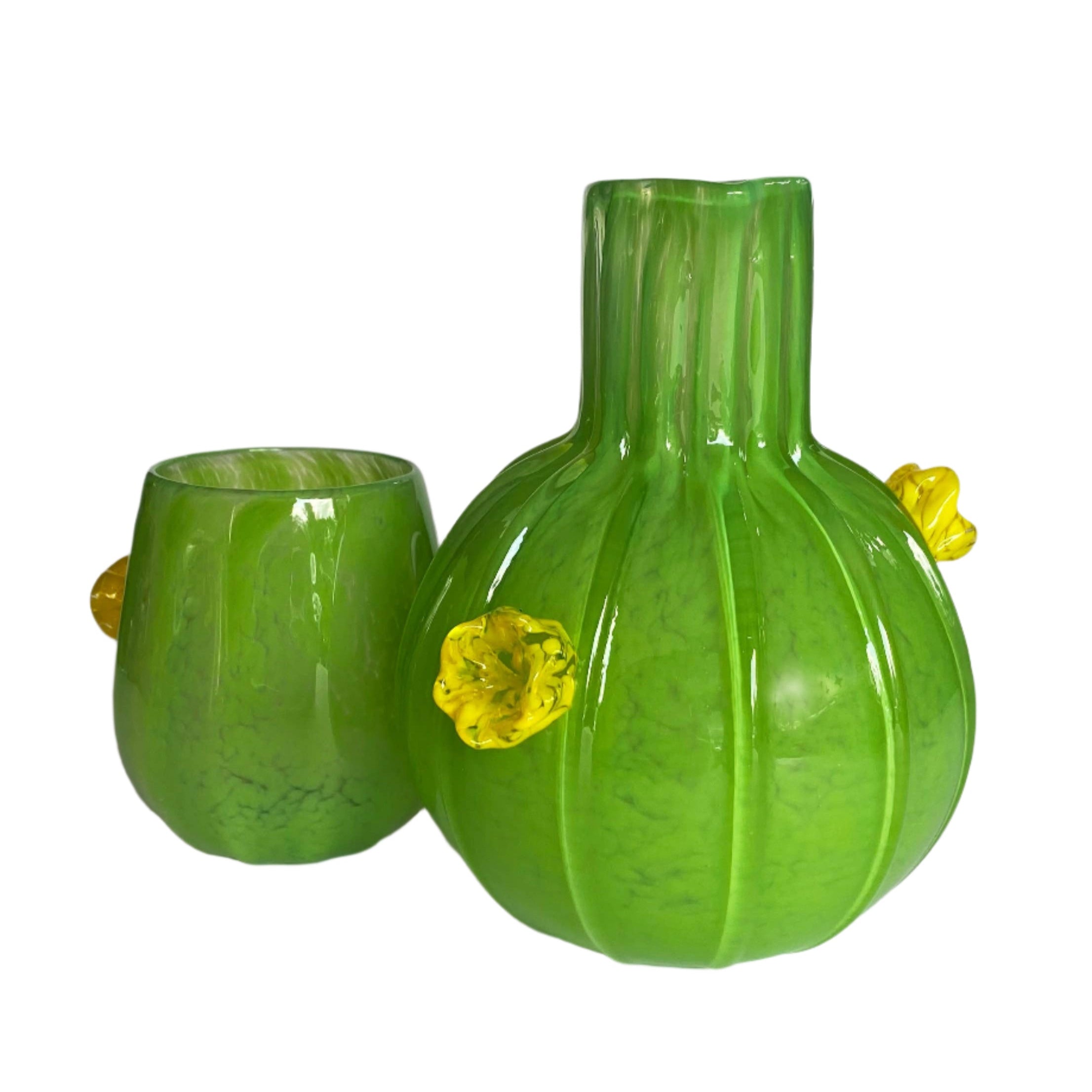 Handblown Cactus Pitcher, Yellow