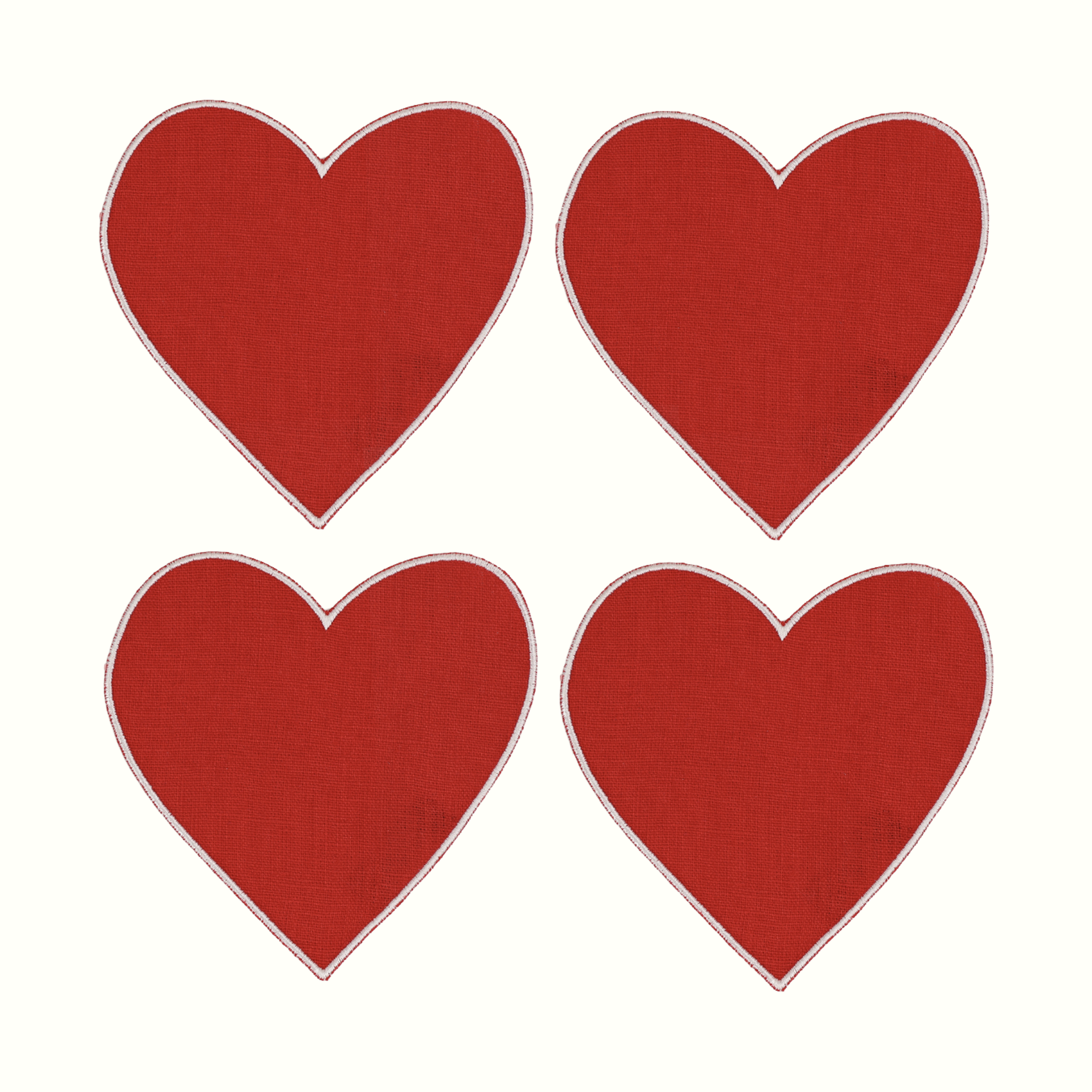 Heart Linen Cocktail Napkins, Set of 4