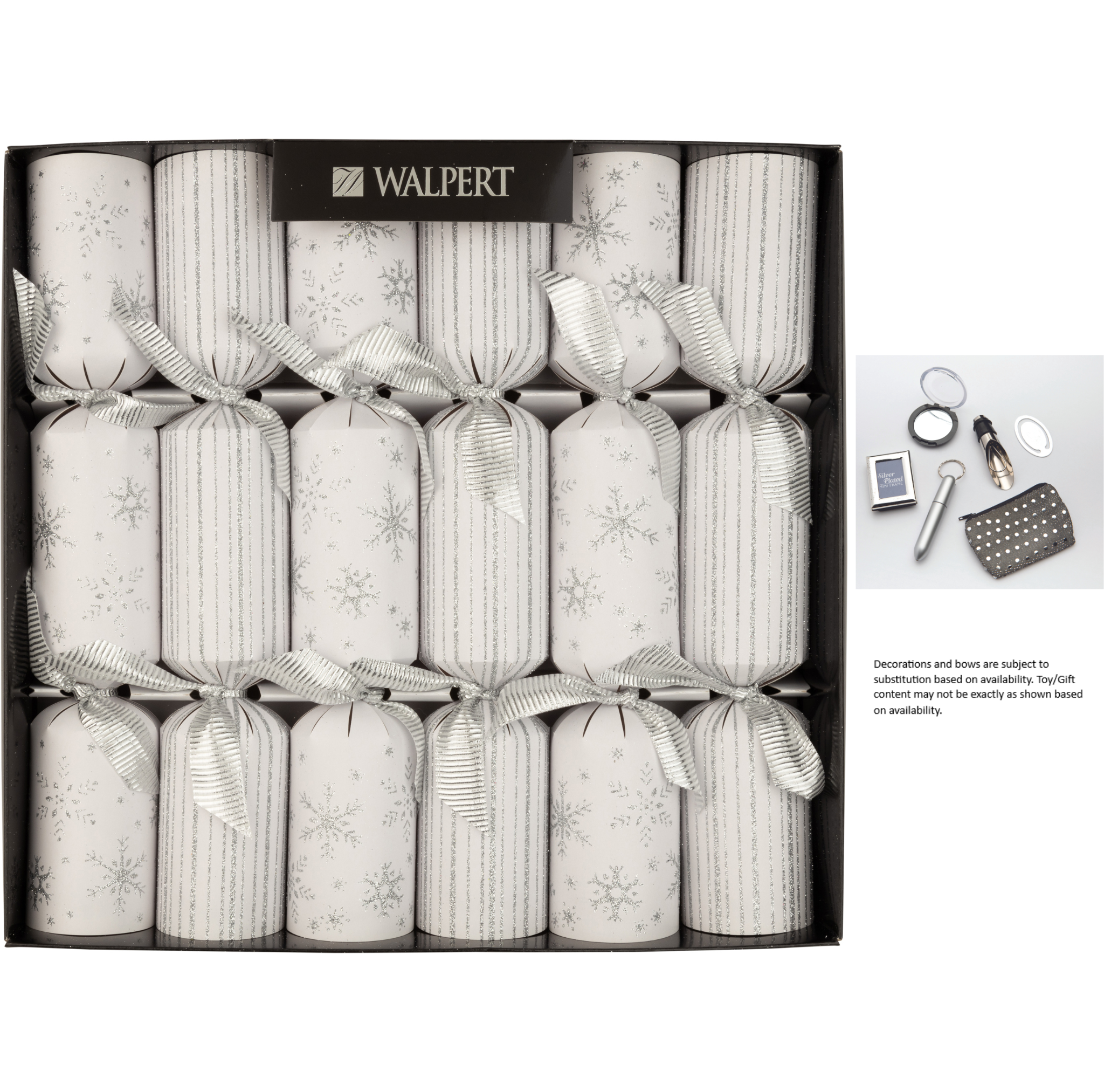 Silver Snowflakes Crackers, Set of 6