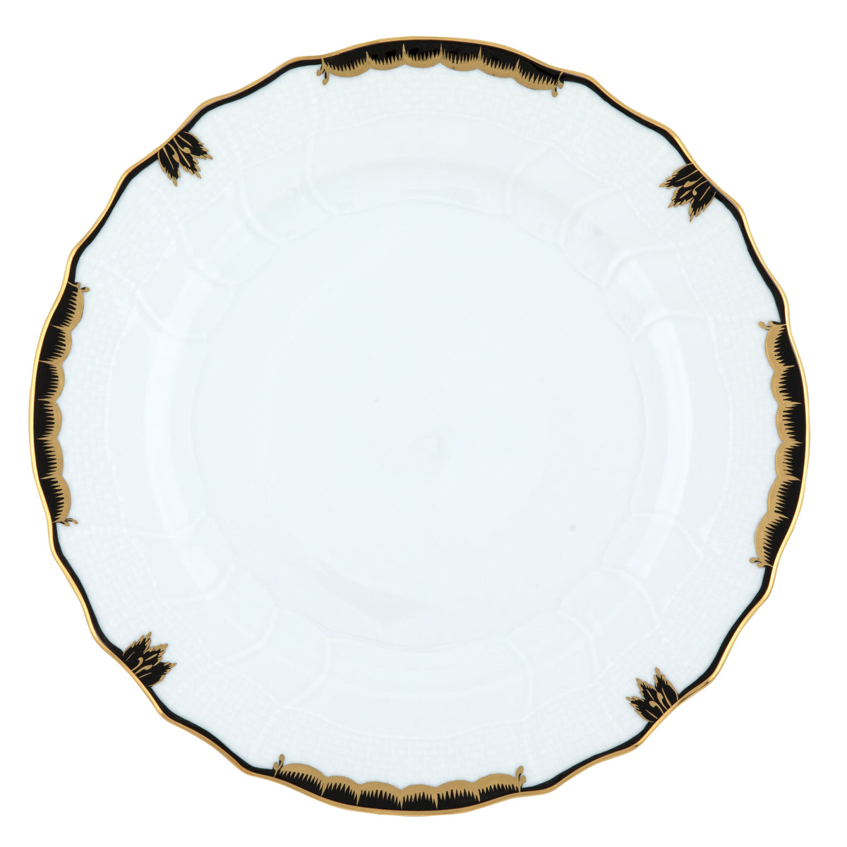 Herend Princess Victoria Black Dinner Plate, 10.5D