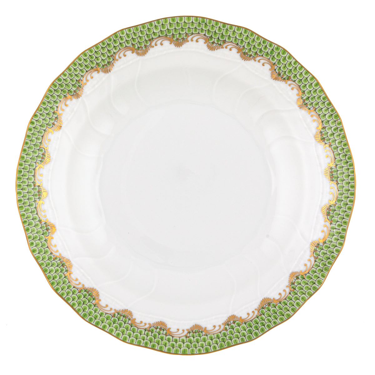 Herend Fish Scale Evergreen Dessert Plate, 8.25D