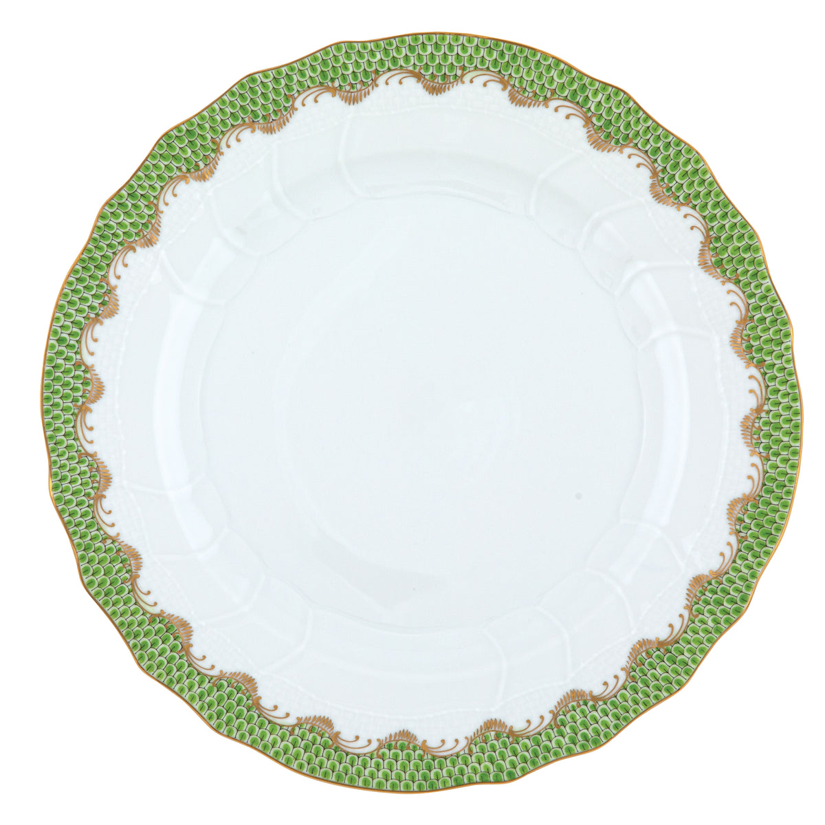 Herend Fish Scale Evergreen Dinner Plate, 10.5D