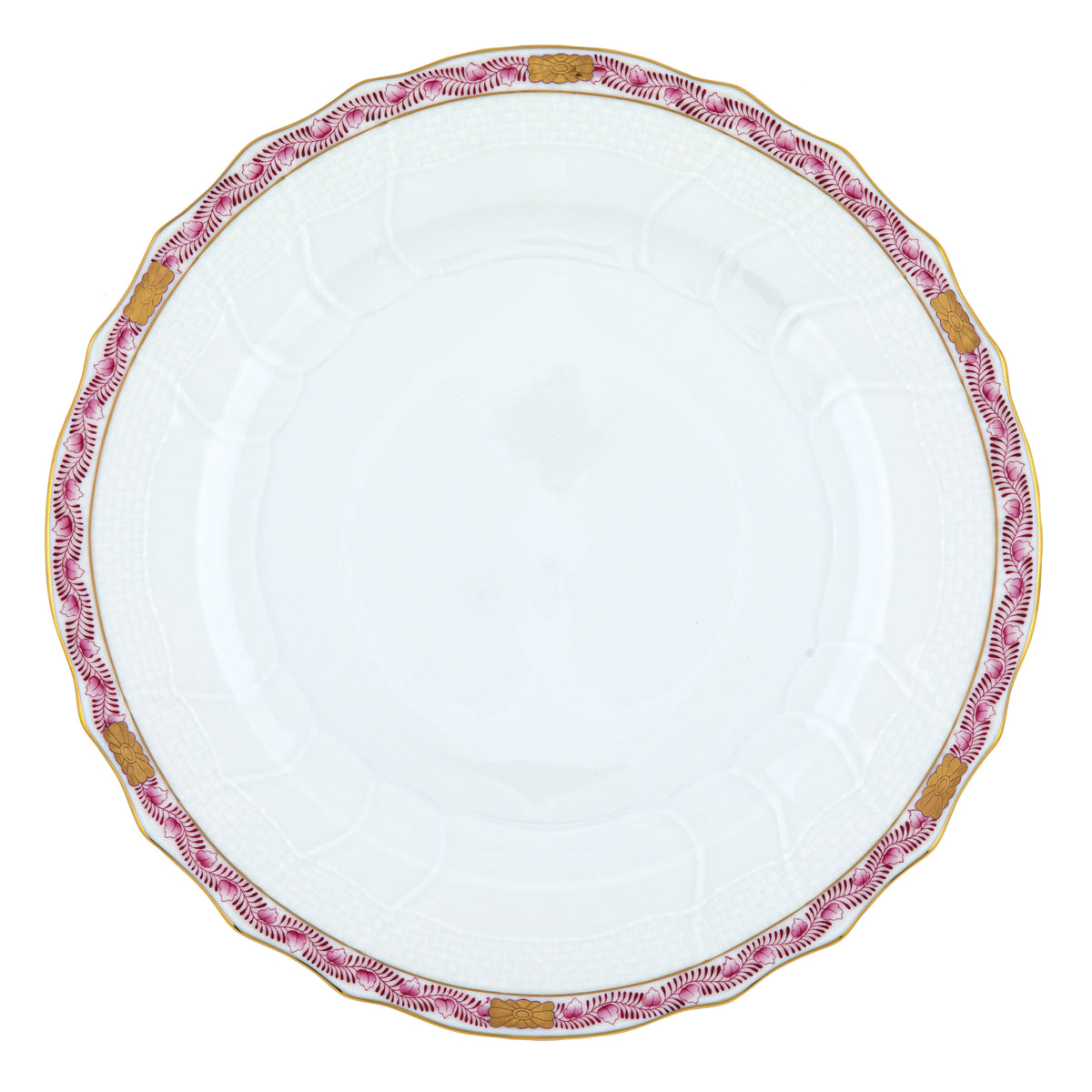 Herend Chinese Bouquet Garland Raspberry Dinner Plate, 10.5D