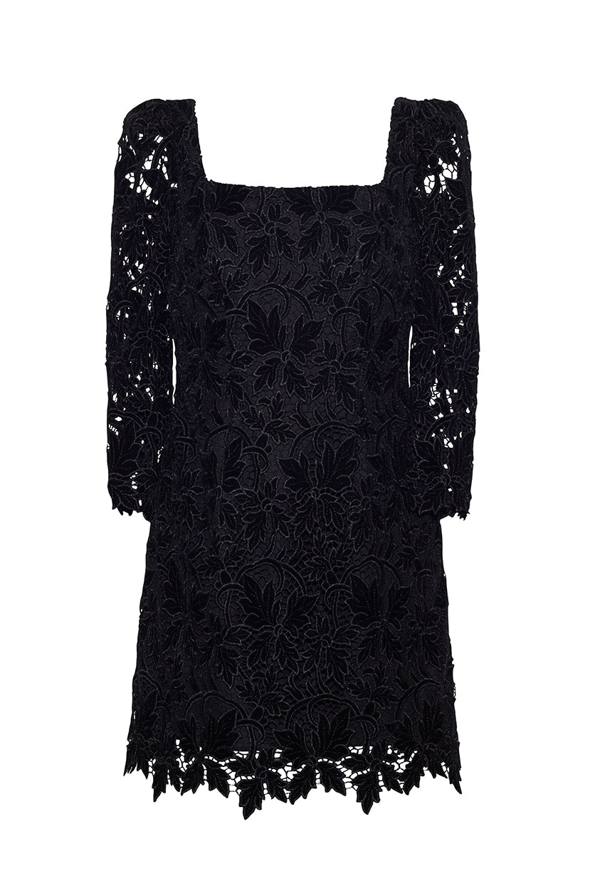 Cara Cara Belinda Dress, Black Velvet Lace