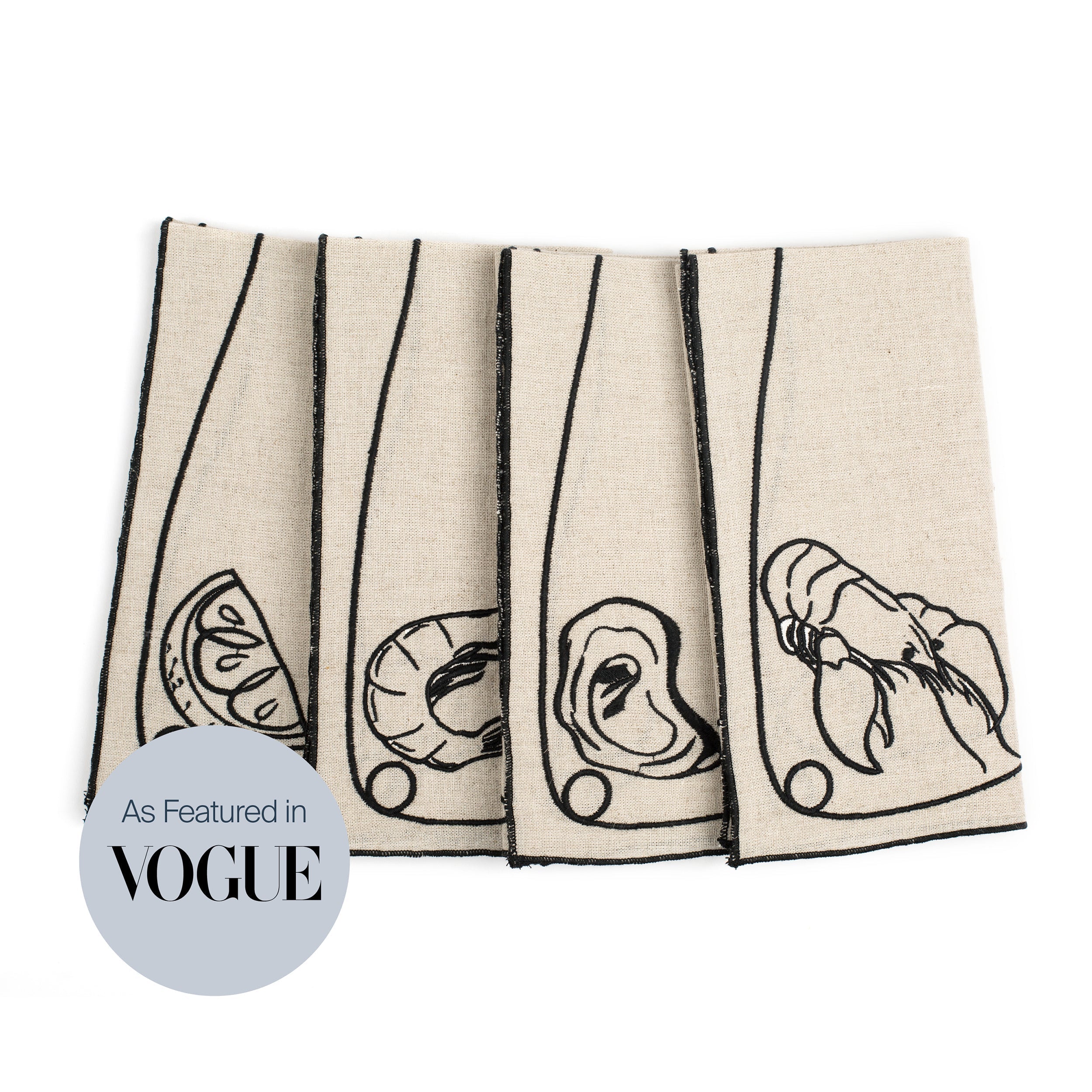 Line Drawing Linen Napkins, Set of 4