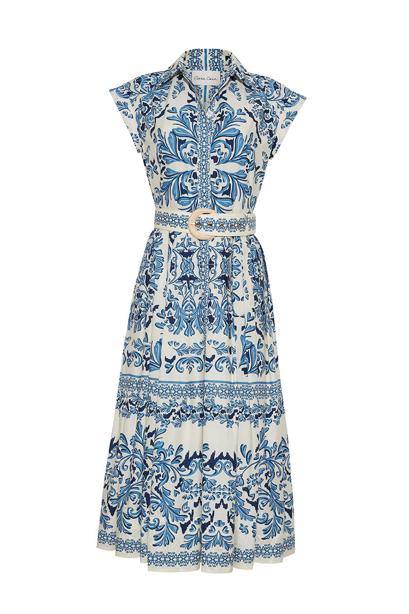 cara cara blue and white dress CARA CARA Malena Dress Mod Floral Blue – Matilda's Life Style main image 0