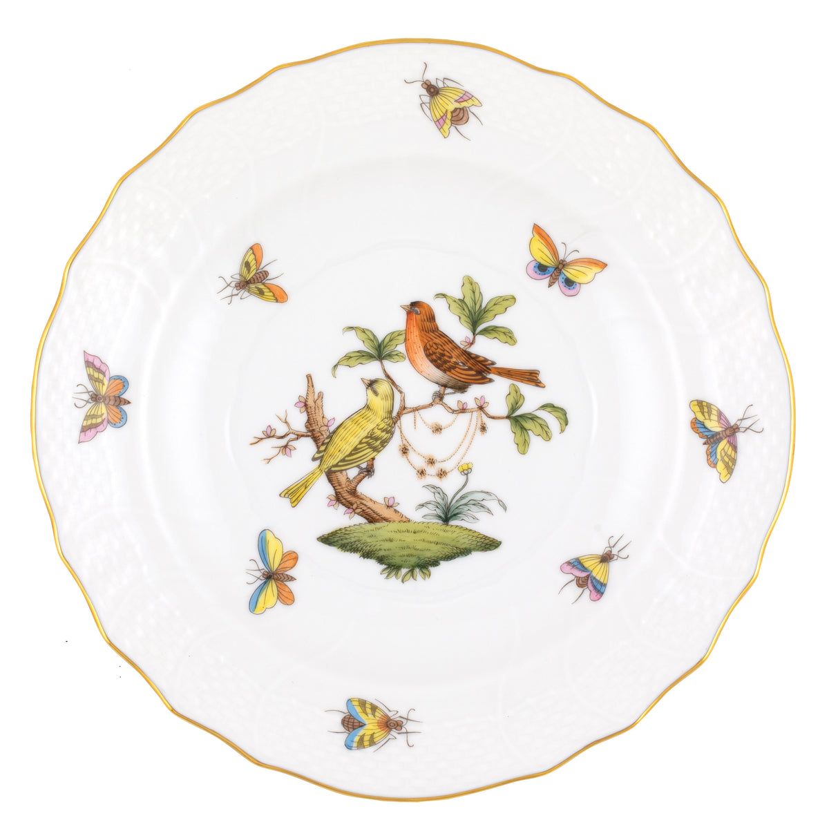Herend Rothschild Bird Motif 6 Salad Plate, 7.5D
