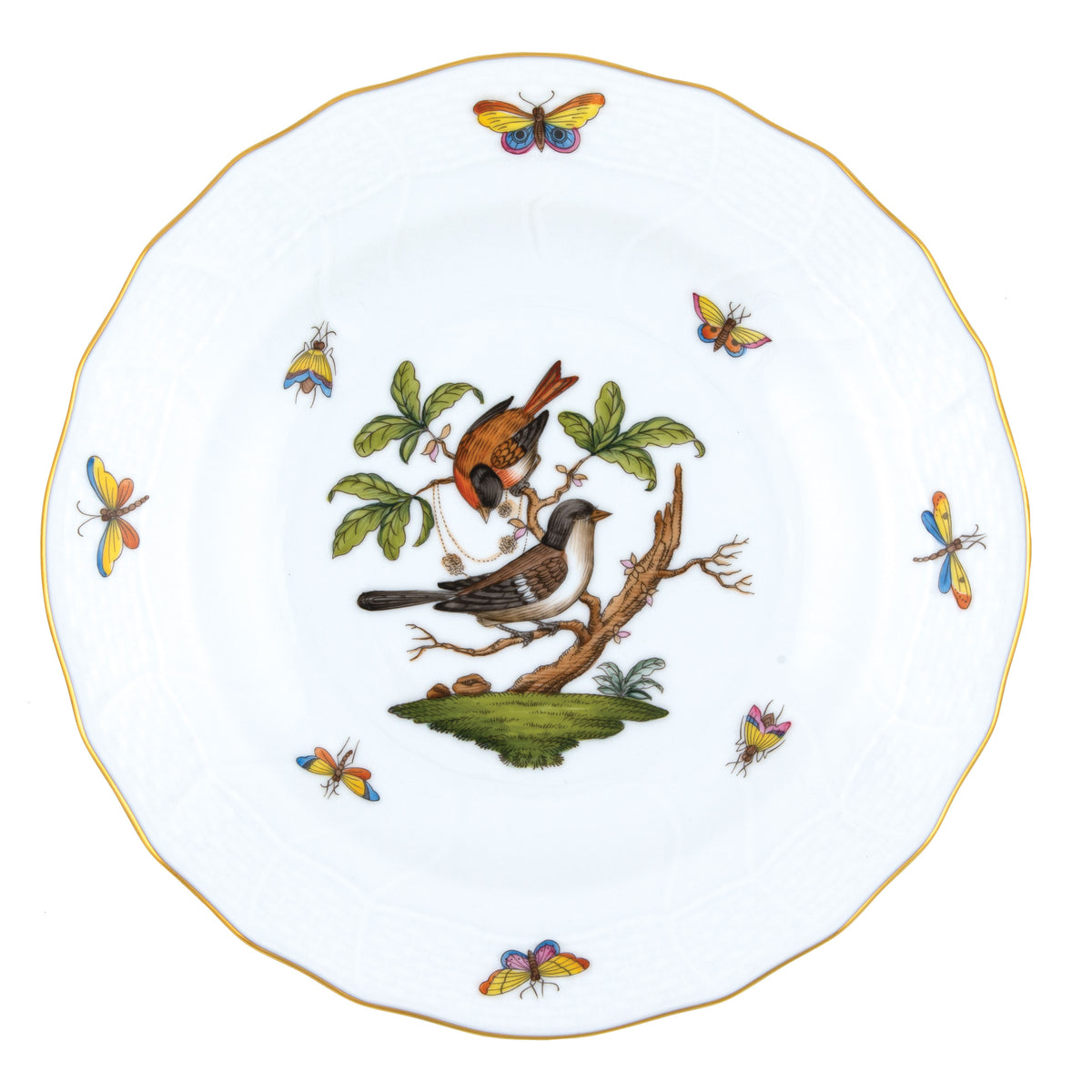 Herend Rothschild Bird Motif 04 Dessert Plate, 8.25D