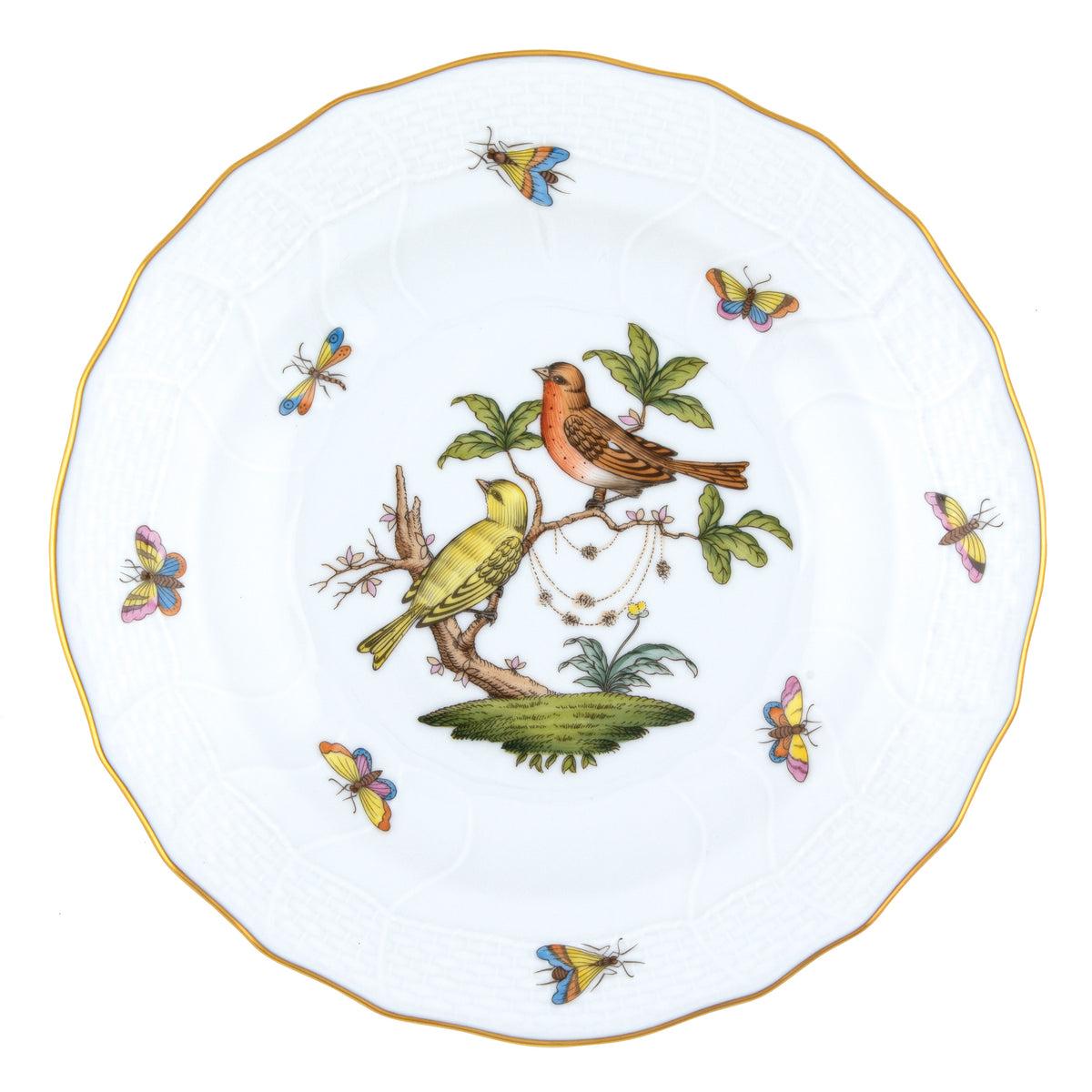 Herend Rothschild Bird Motif 06 Dessert Plate, 8.25D