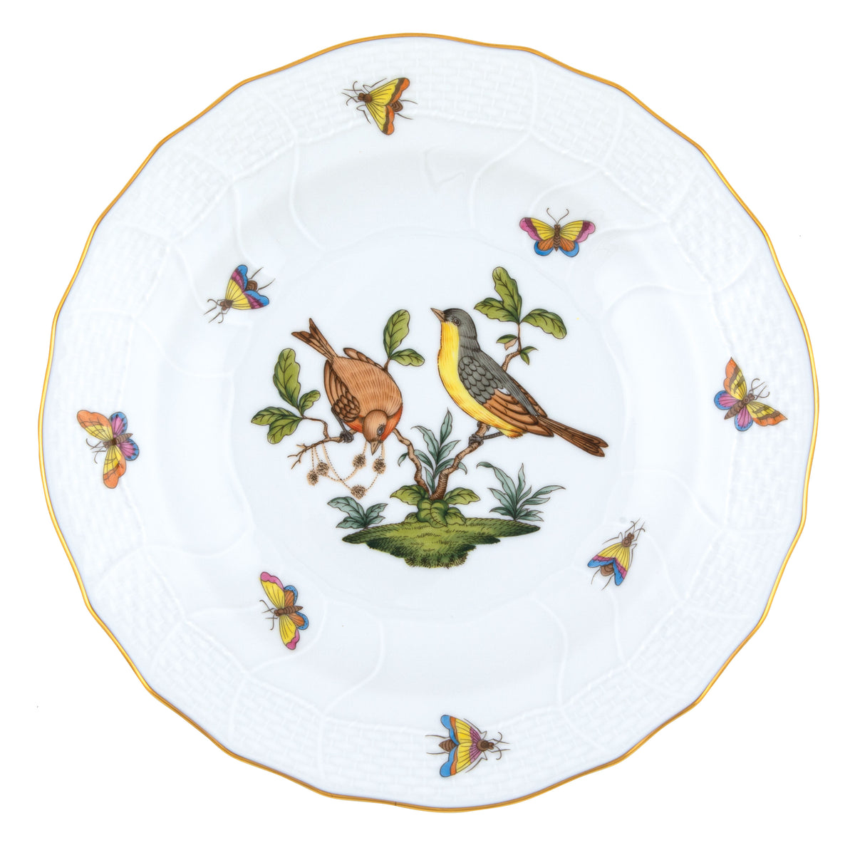 Herend Rothschild Bird Motif 07 Dessert Plate, 8.25D