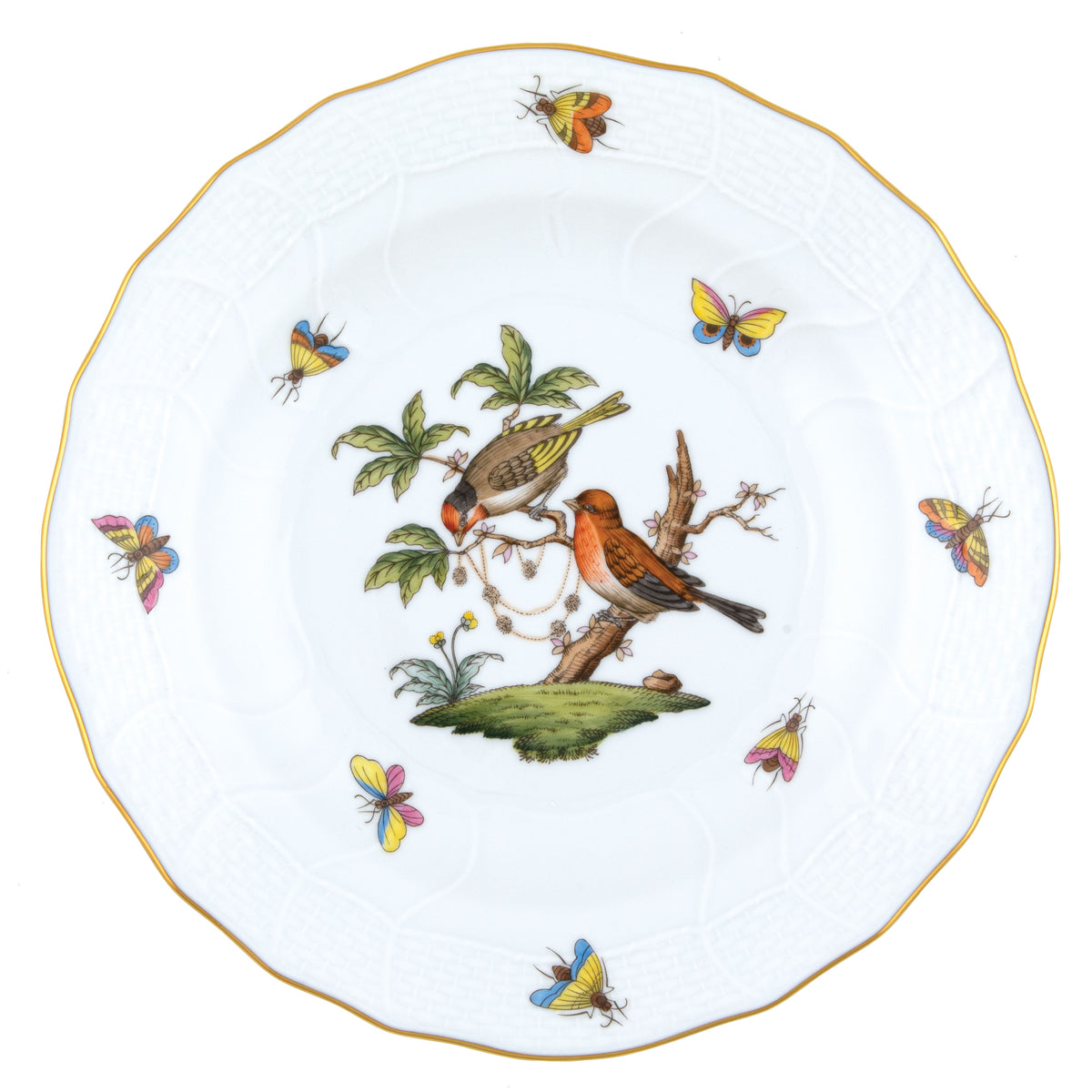 Herend Rothschild Bird Motif 10 Dessert Plate, 8.25D