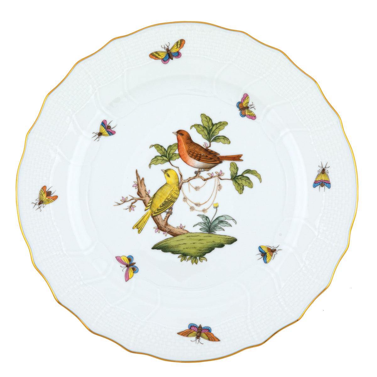 Herend Rothschild Bird Motif 6 Dinner Plate, 10.5D