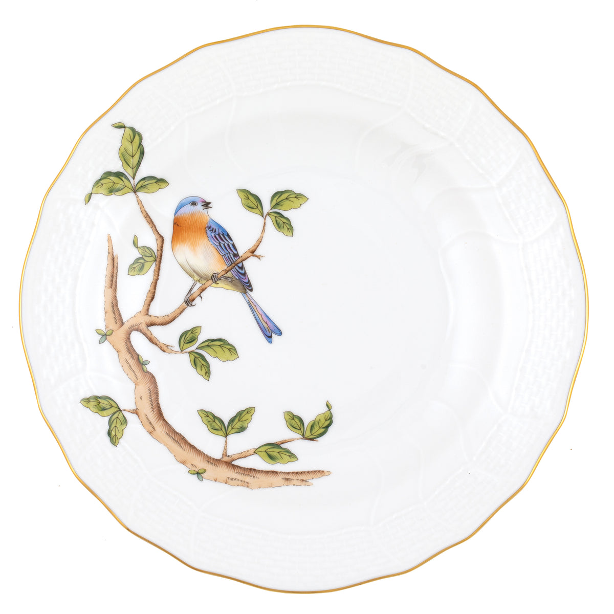 Herend Songbird Dessert Plate, Bluebird