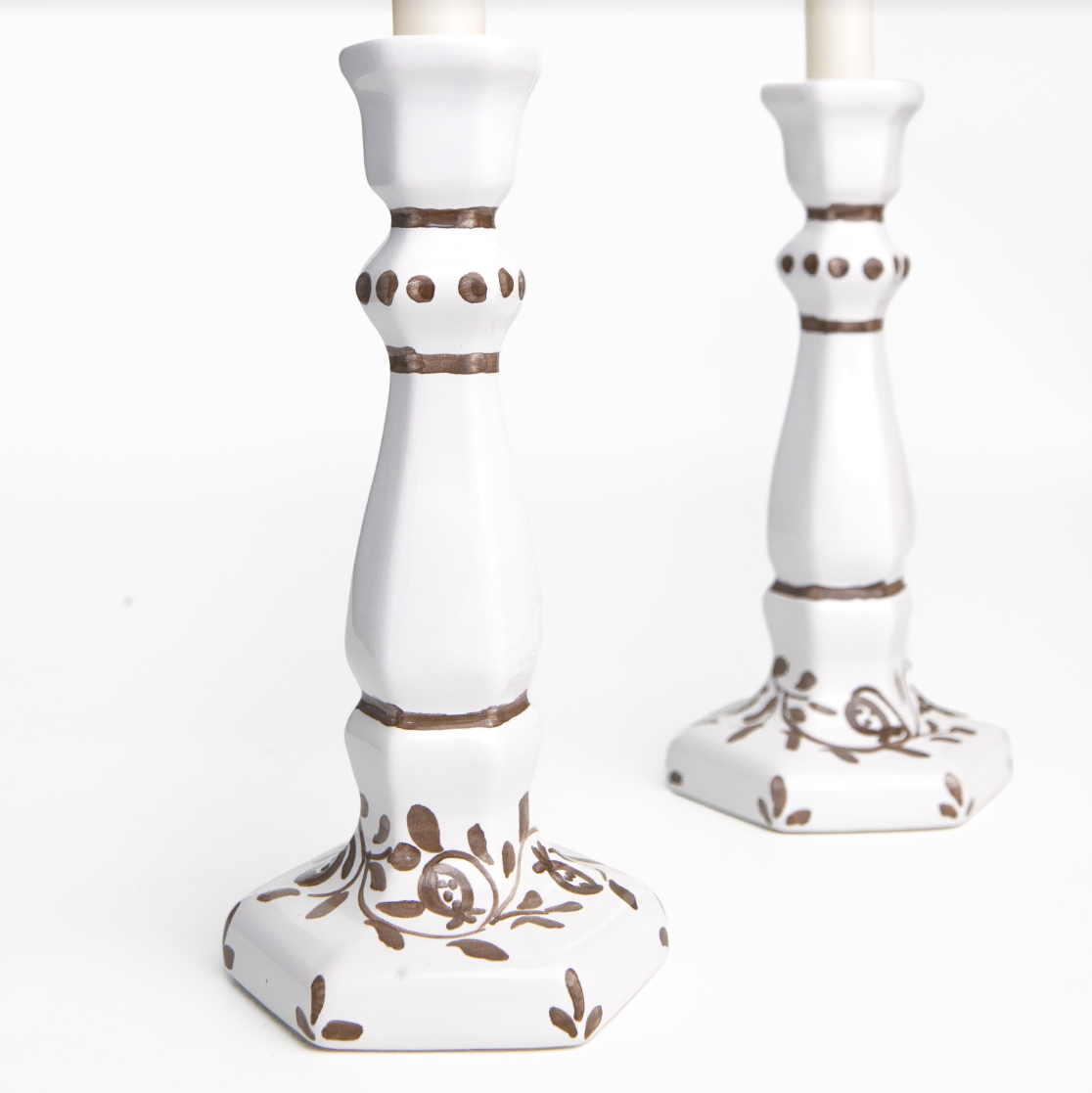 Pair of Scroll Chocolate Candlesticks