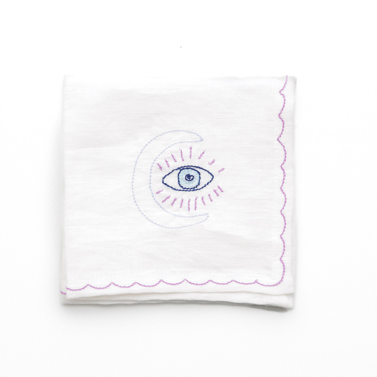 Lucky Charm Embroidered Linen Cocktail Napkins