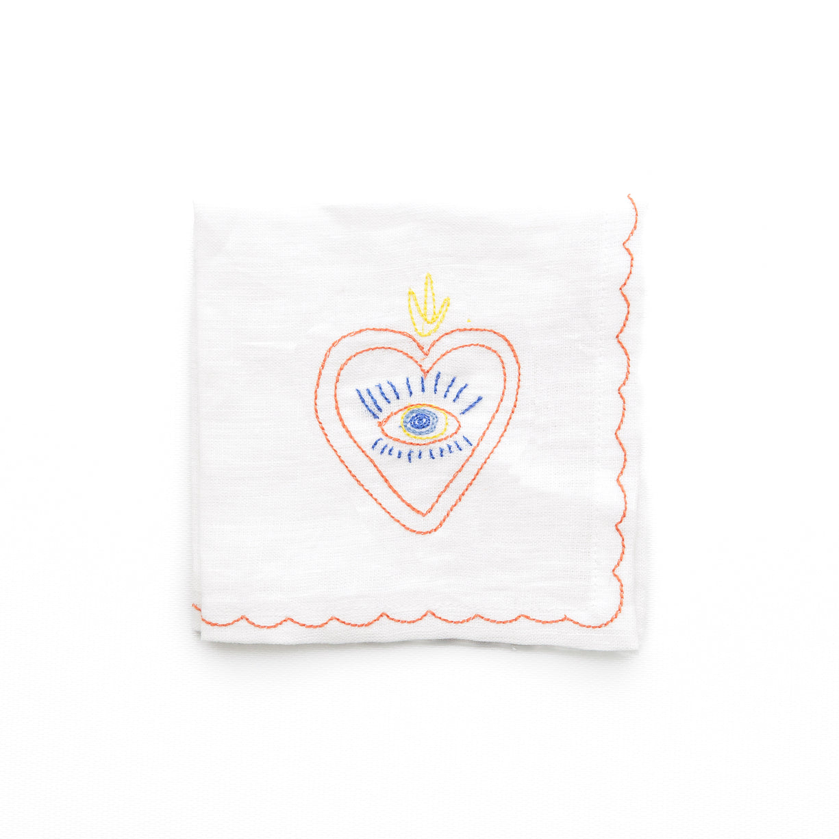 Lucky Charm Embroidered Linen Cocktail Napkins