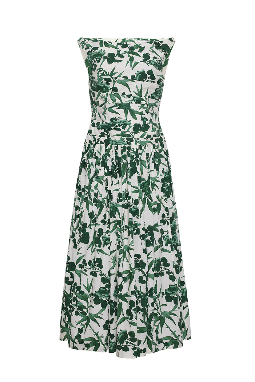 cara cara green and white dress Ria floral-print cotton mini dress - green
