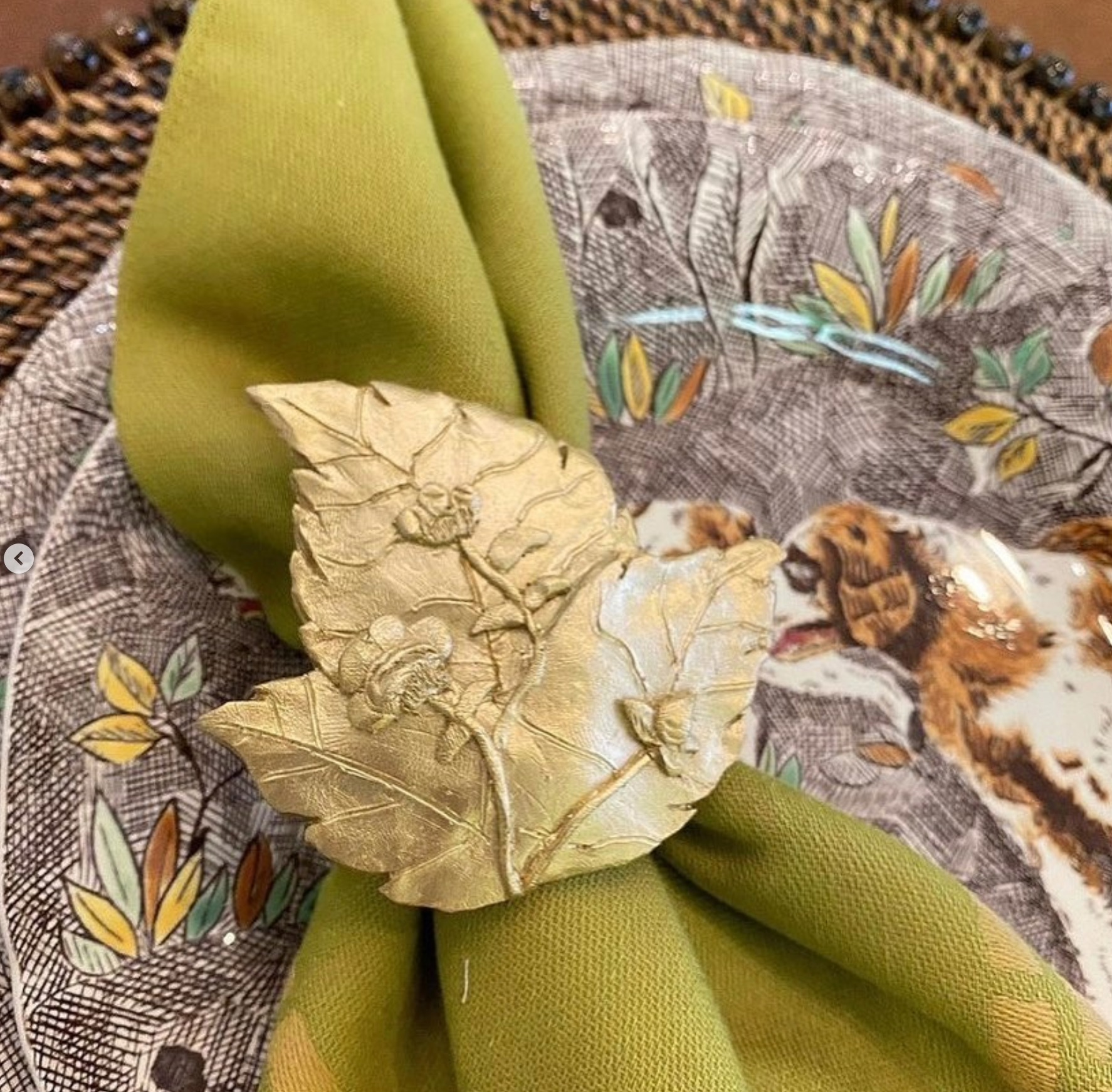 Tobacco Leaf Napkin Rings, S/4