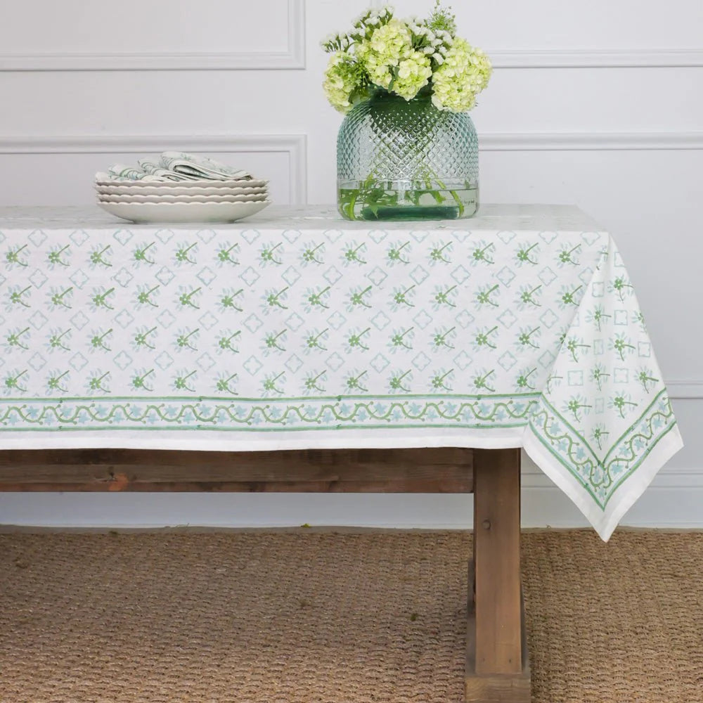 Palladian Blue & Sage Flower 90" Round