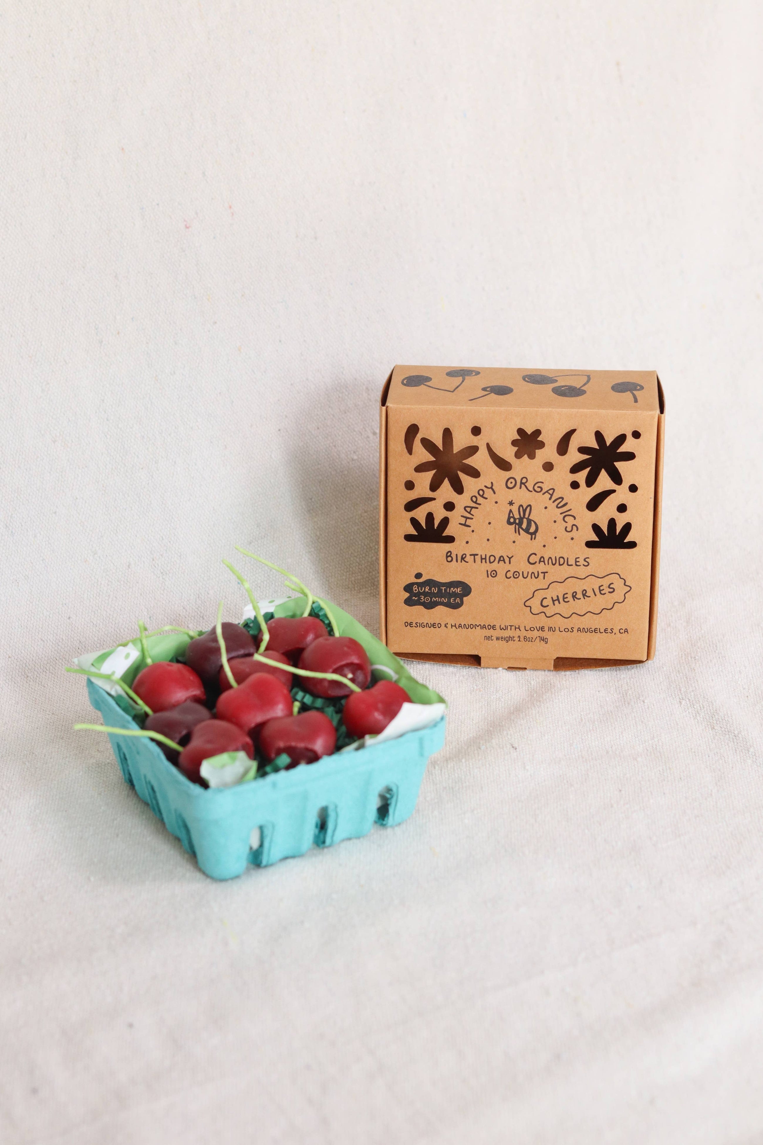 Cherry Beeswax Birthday Candles