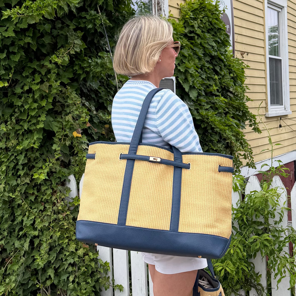 Brown Basketweave Tote, LG