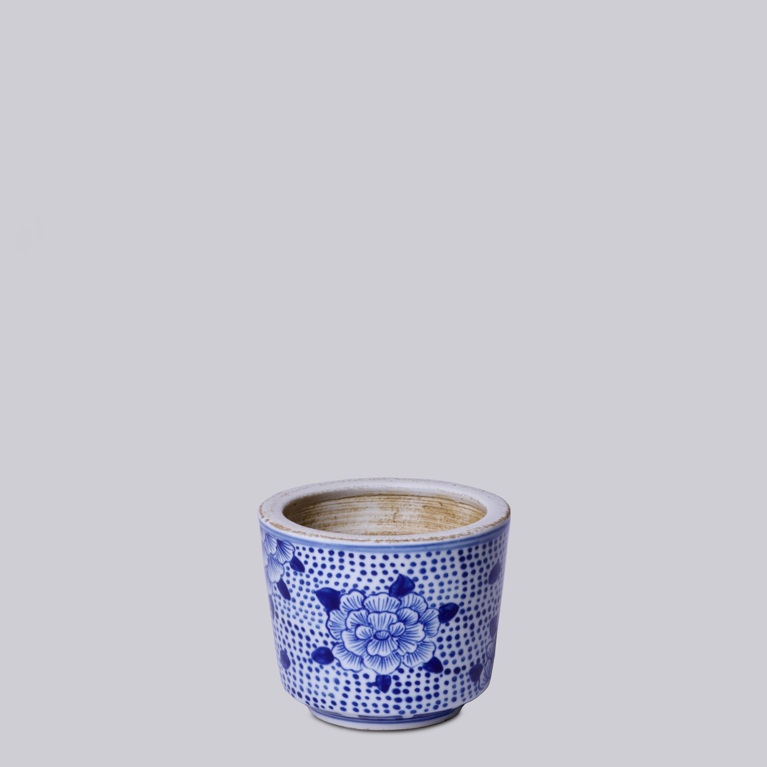 Blue & White Porcelain Peony Cachepot