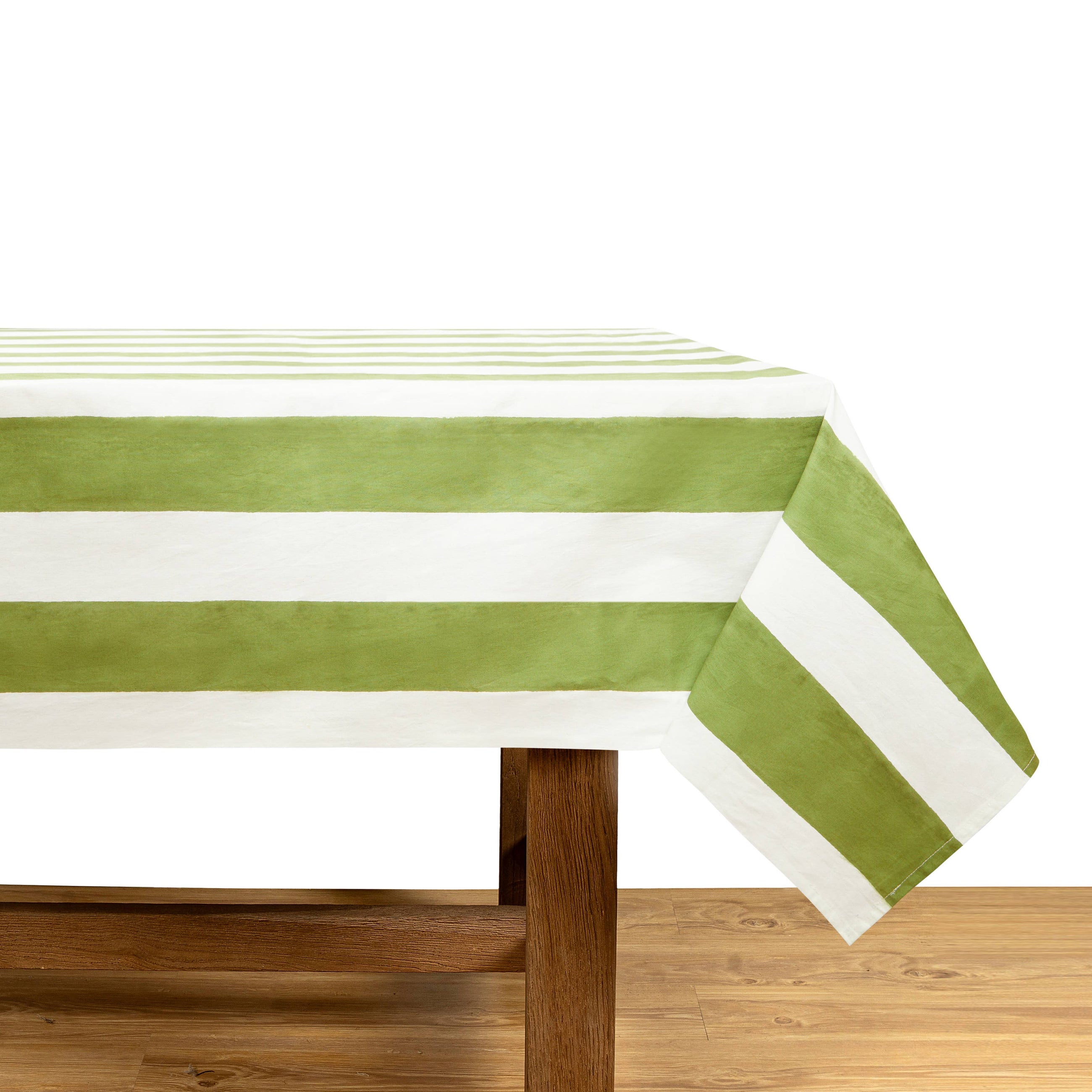 St. Tropez 59" x 86" Vert Stripes French Tablecloth