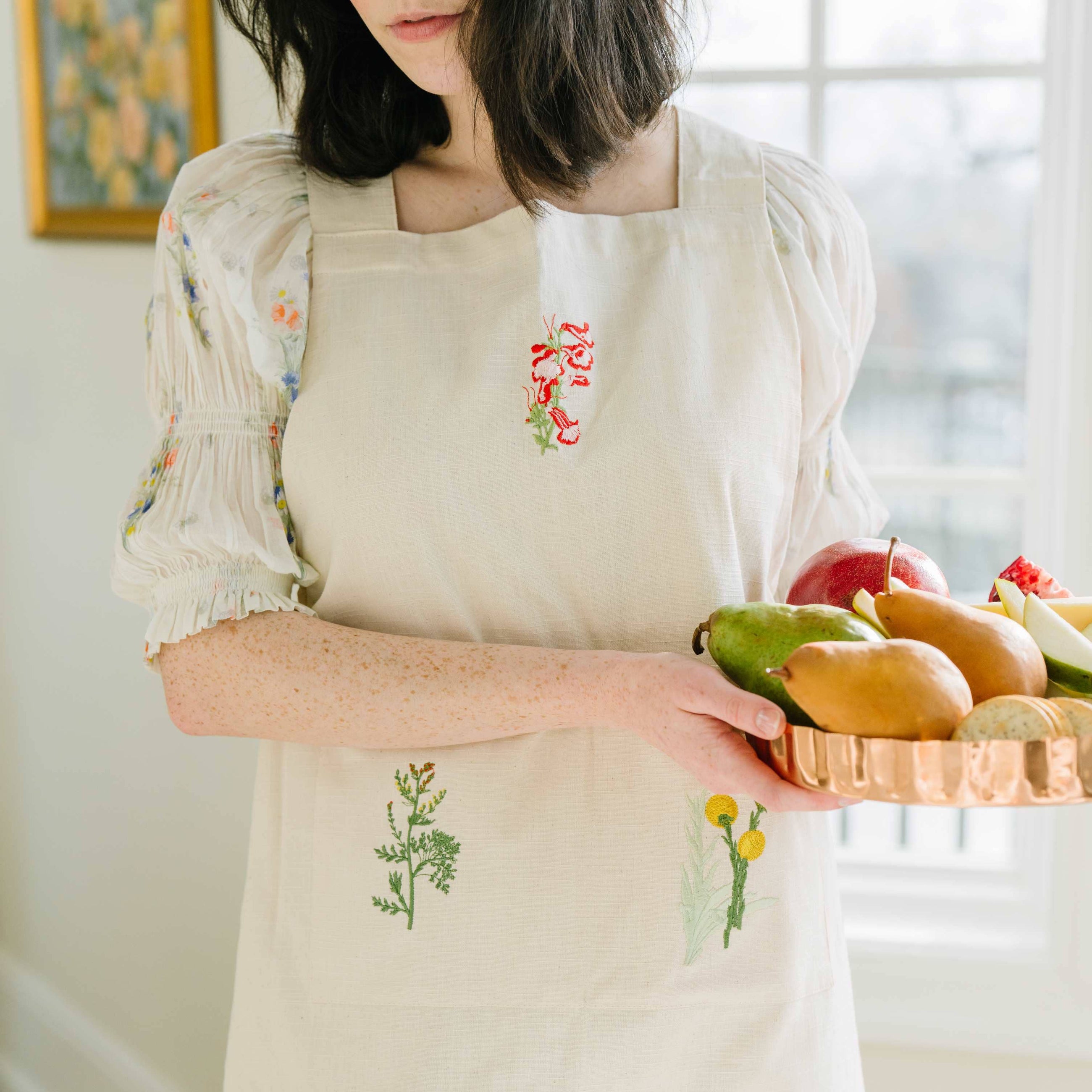 Botanical Embroidered Apron