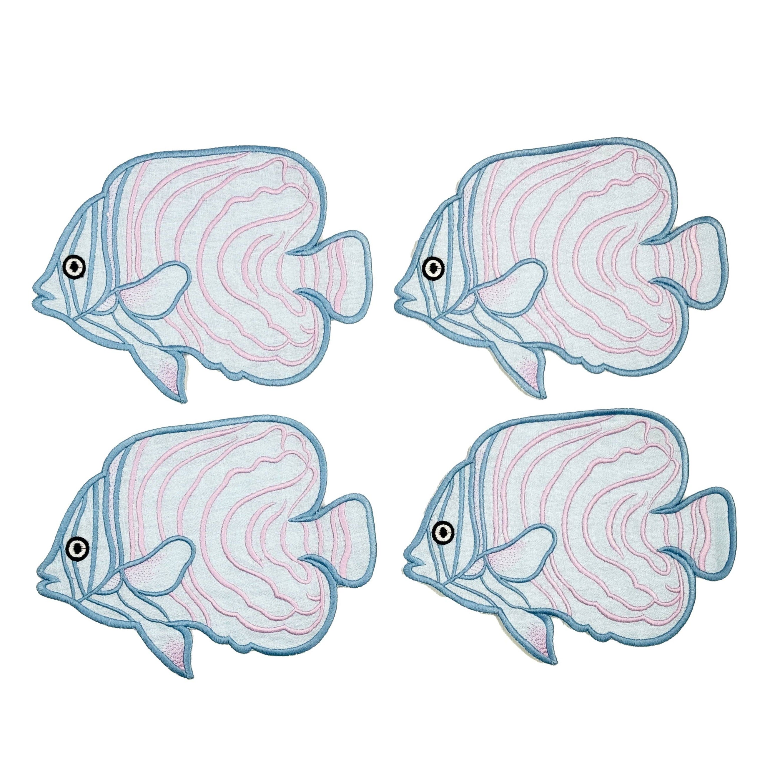 Blue Fish Cocktail Napkins, Set of 4