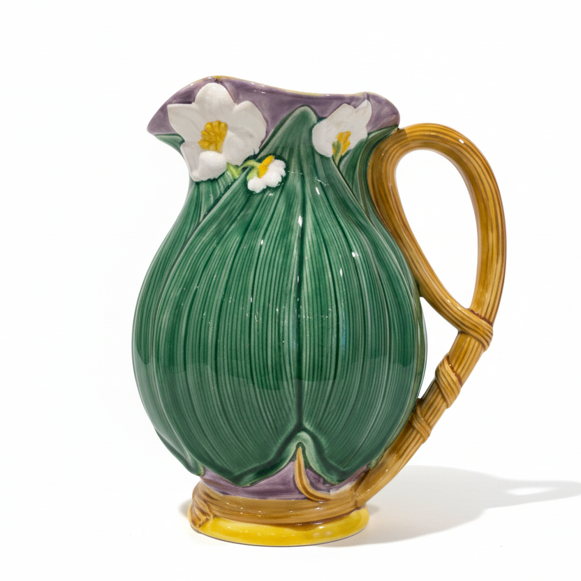 Lotus Majolica Pitcher by Mottahedeh