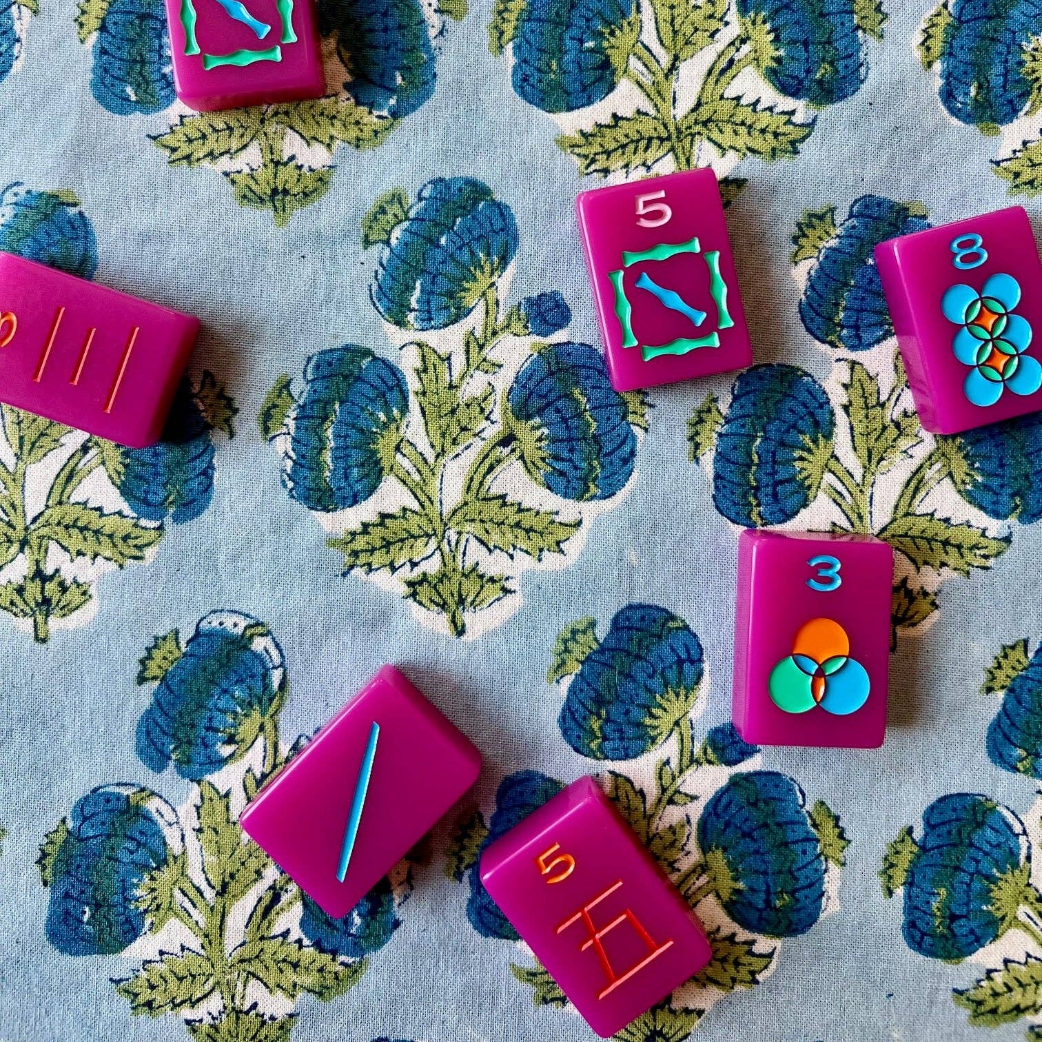 Bluebird Poms 60x60" Tablecloth Square