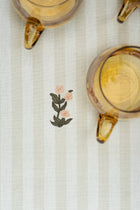 Ruffled  60x90" Tablecloth, Natural/White Strips