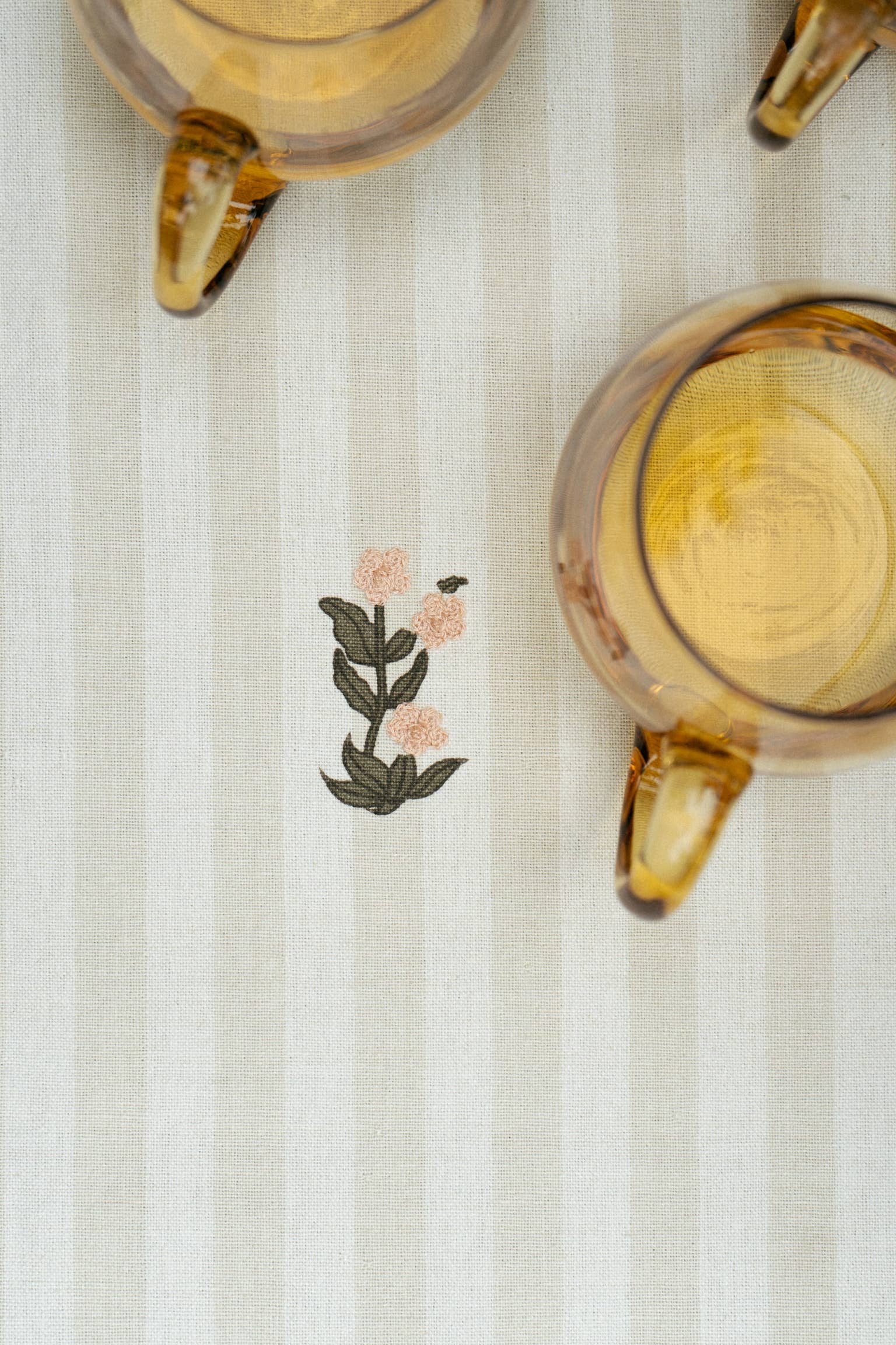 Ruffled 60x120" Tablecloth, Natural/White Stripe