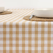 Coated Tan Gingham 55x55" Tablecloth