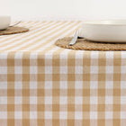 Coated Tan Gingham 55x98" Tablecloth