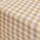 Coated Tan Gingham 55x98" Tablecloth