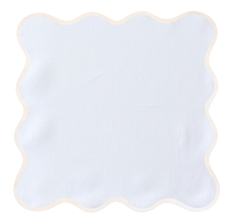 White Lily Linen Scalloped Napkins, Lily White